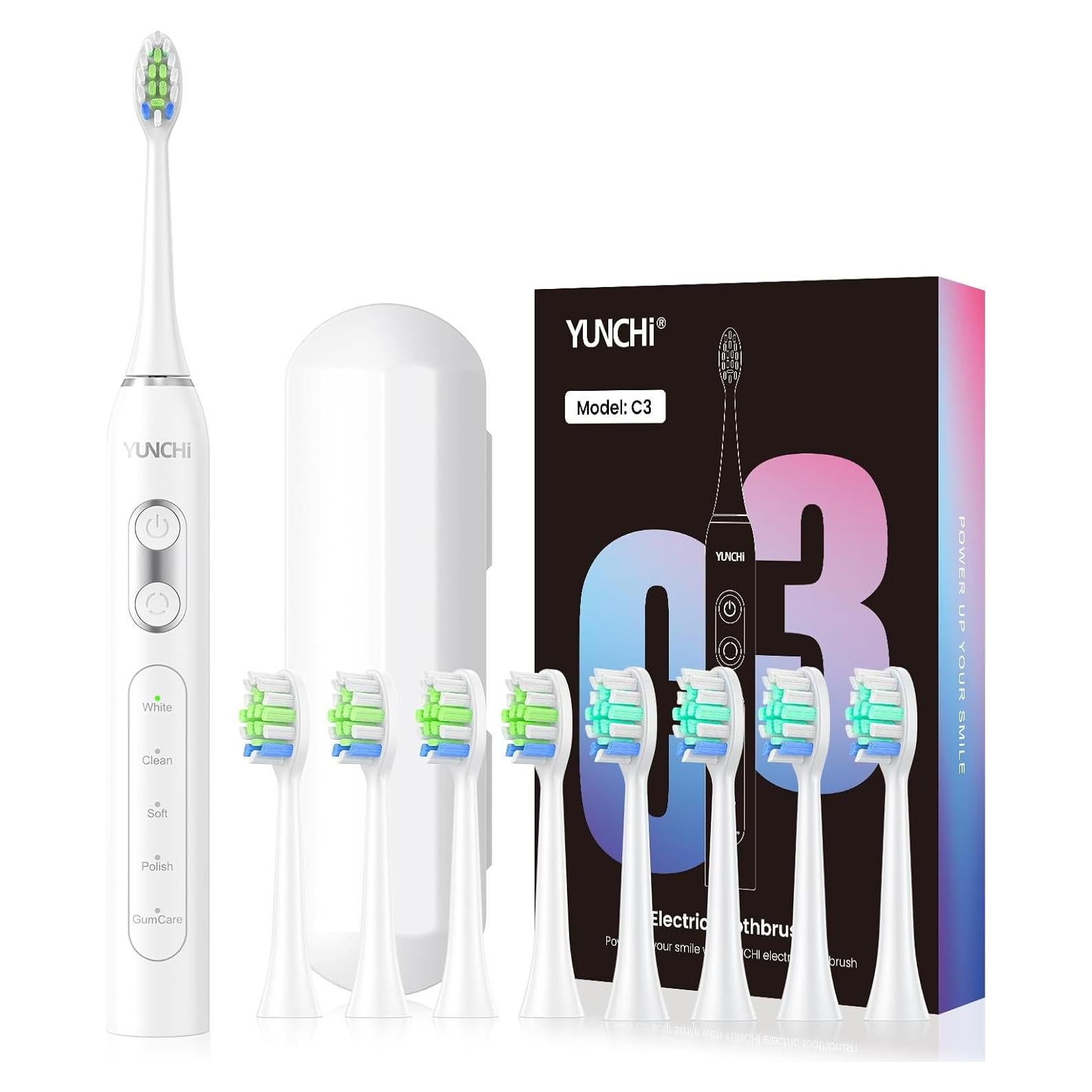 Cepillo de Dientes Eléctrico YUNCHI C3 Blanco 5 Modos 44000 VPM