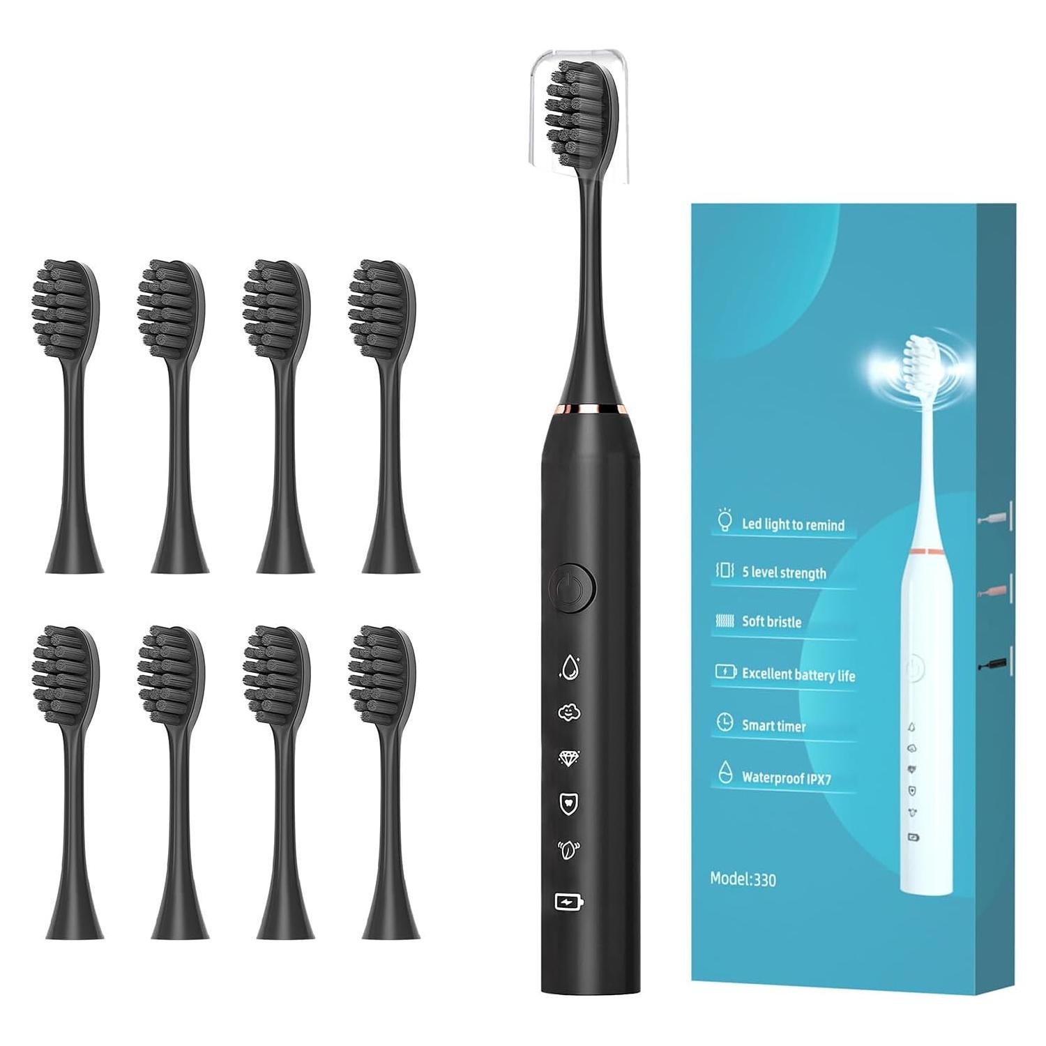 Cepillo de Dientes Eléctrico Sonicare Elehomyou DY-330 con 8 Cabezas