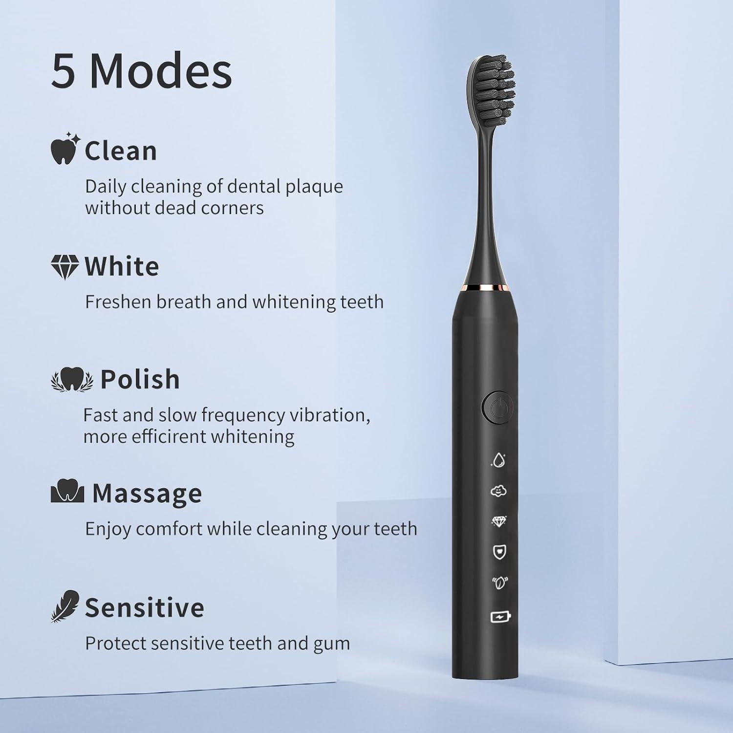 Cepillo de Dientes Eléctrico Sonicare Elehomyou DY-330 con 8 Cabezas