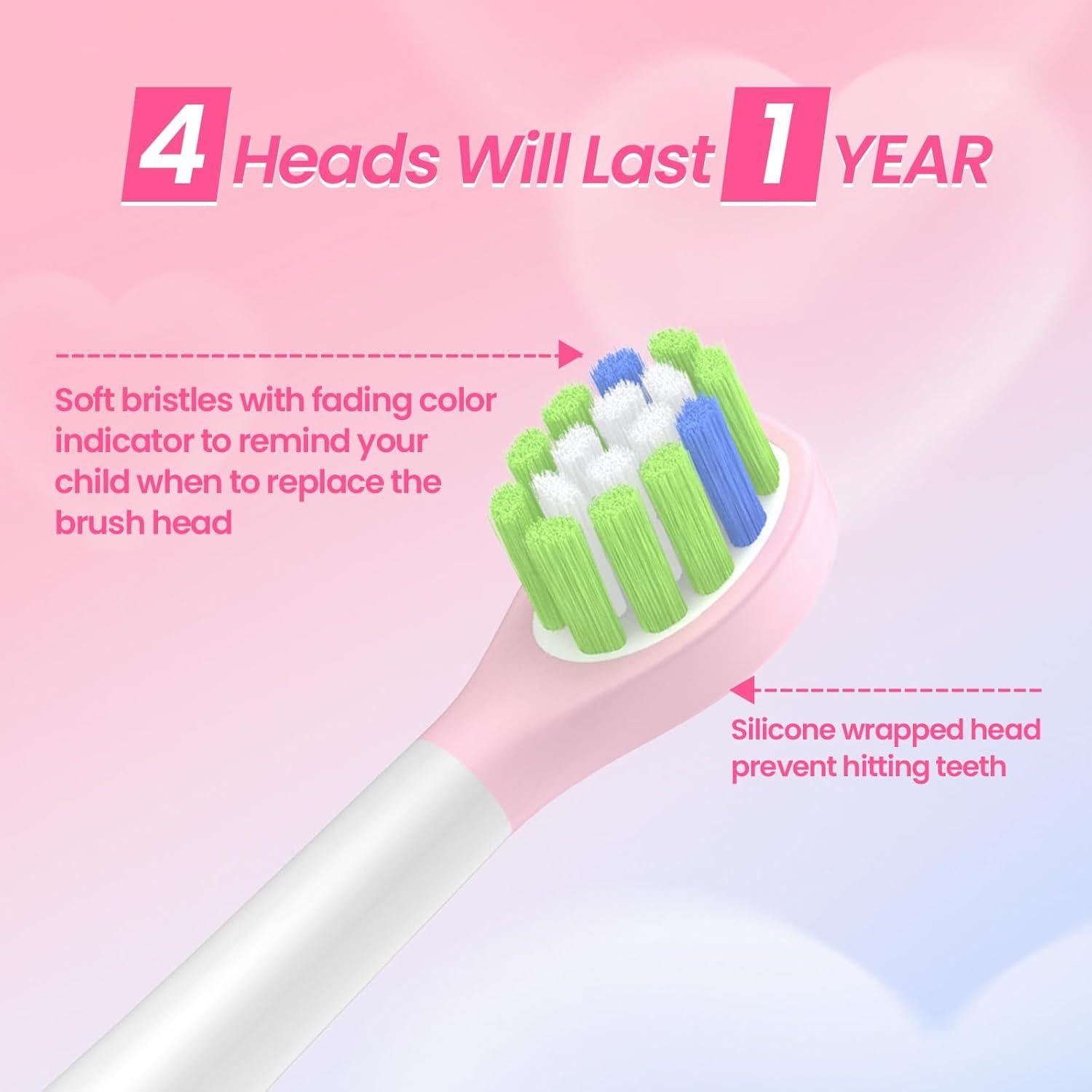 Cepillo de Dientes Eléctrico YUNCHI K5 para Niños Rosa