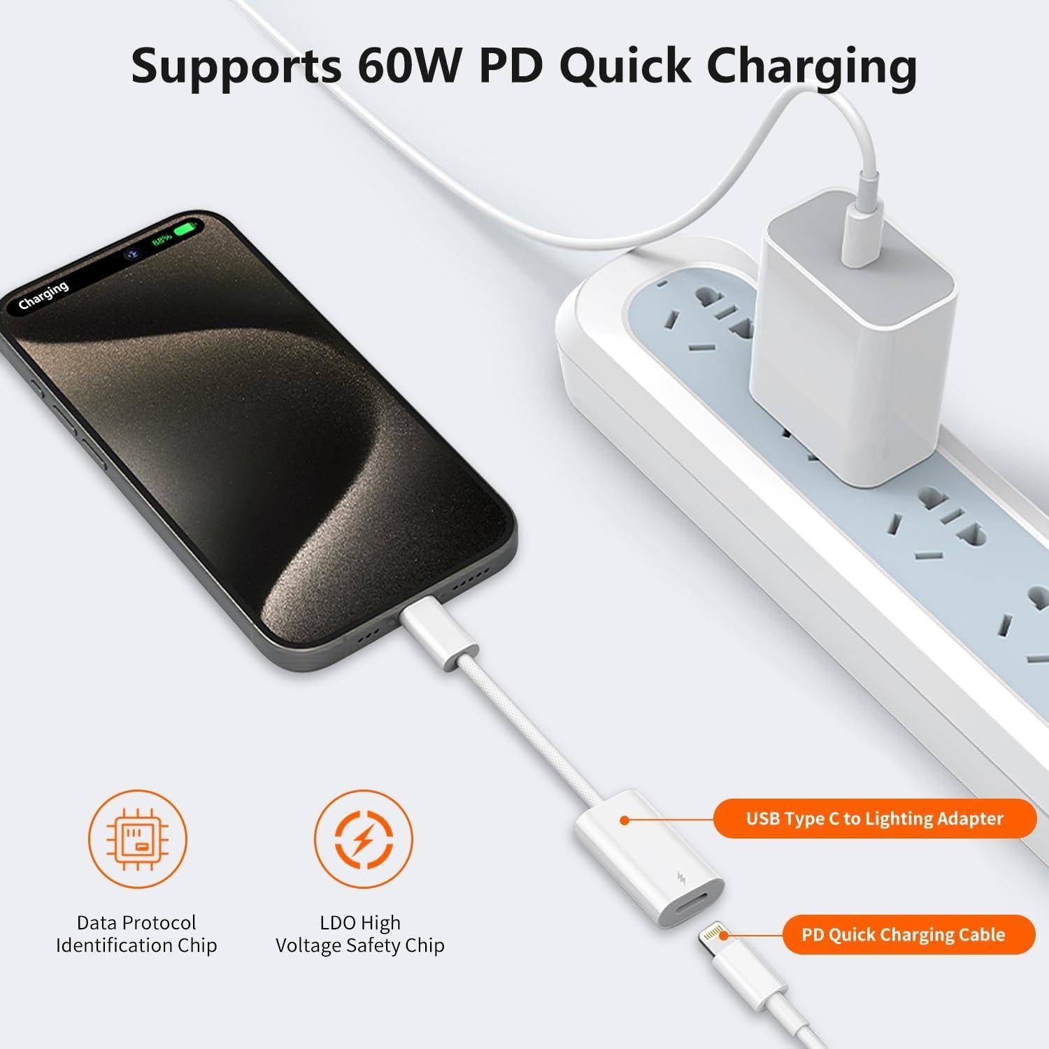 Adaptador Lightning a USB C 60W Azddur - Carga Rápida