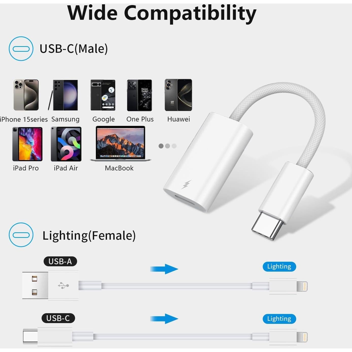 Adaptador Lightning a USB C 60W Azddur - Carga Rápida