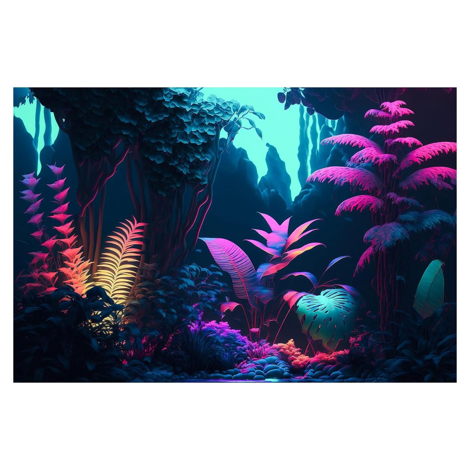 Fondo de Acuario 150x60cm Riivvdise Selva Pastel HD