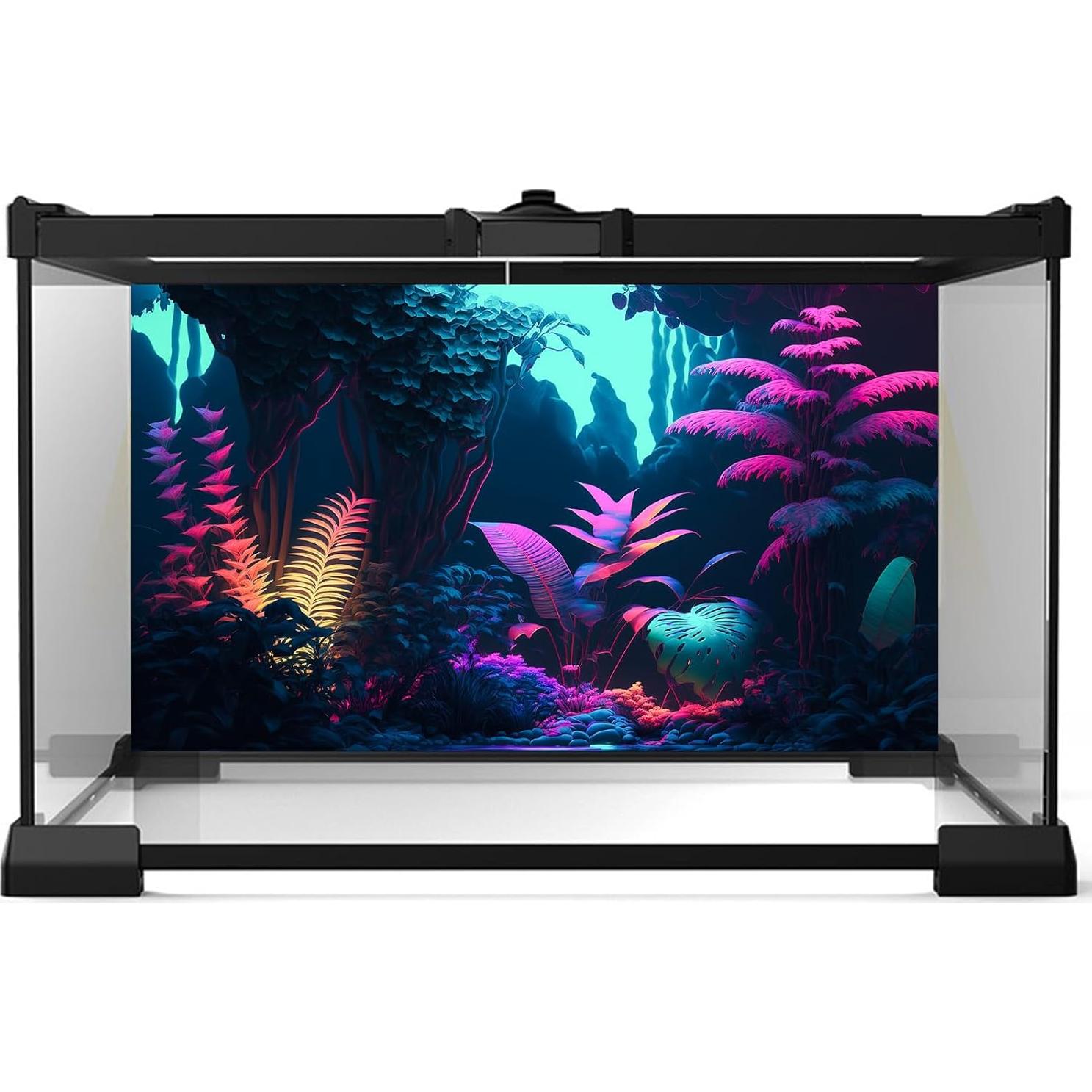 Fondo de Acuario 150x60cm Riivvdise Selva Pastel HD