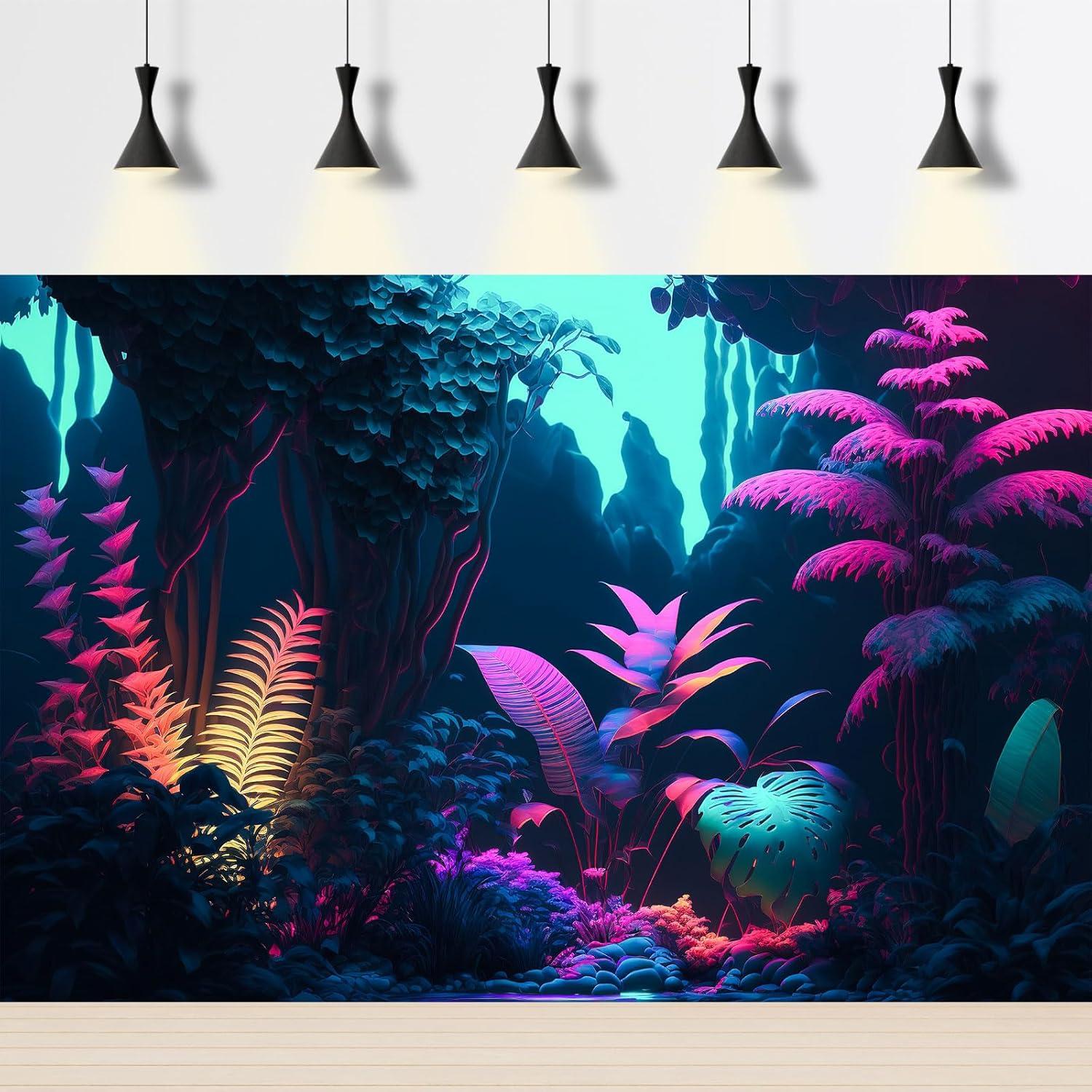 Fondo de Acuario 150x60cm Riivvdise Selva Pastel HD