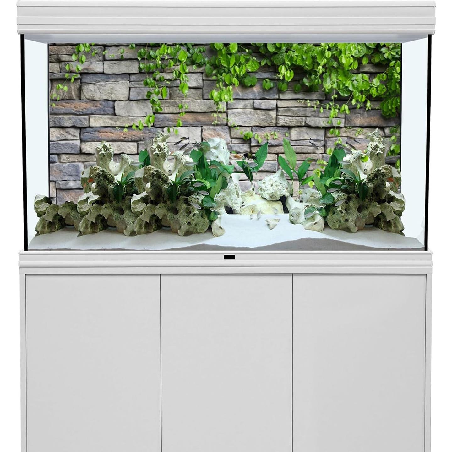 Fondo de Acuario Vinilo AWERT 120x45 cm Ladrillo Rocas