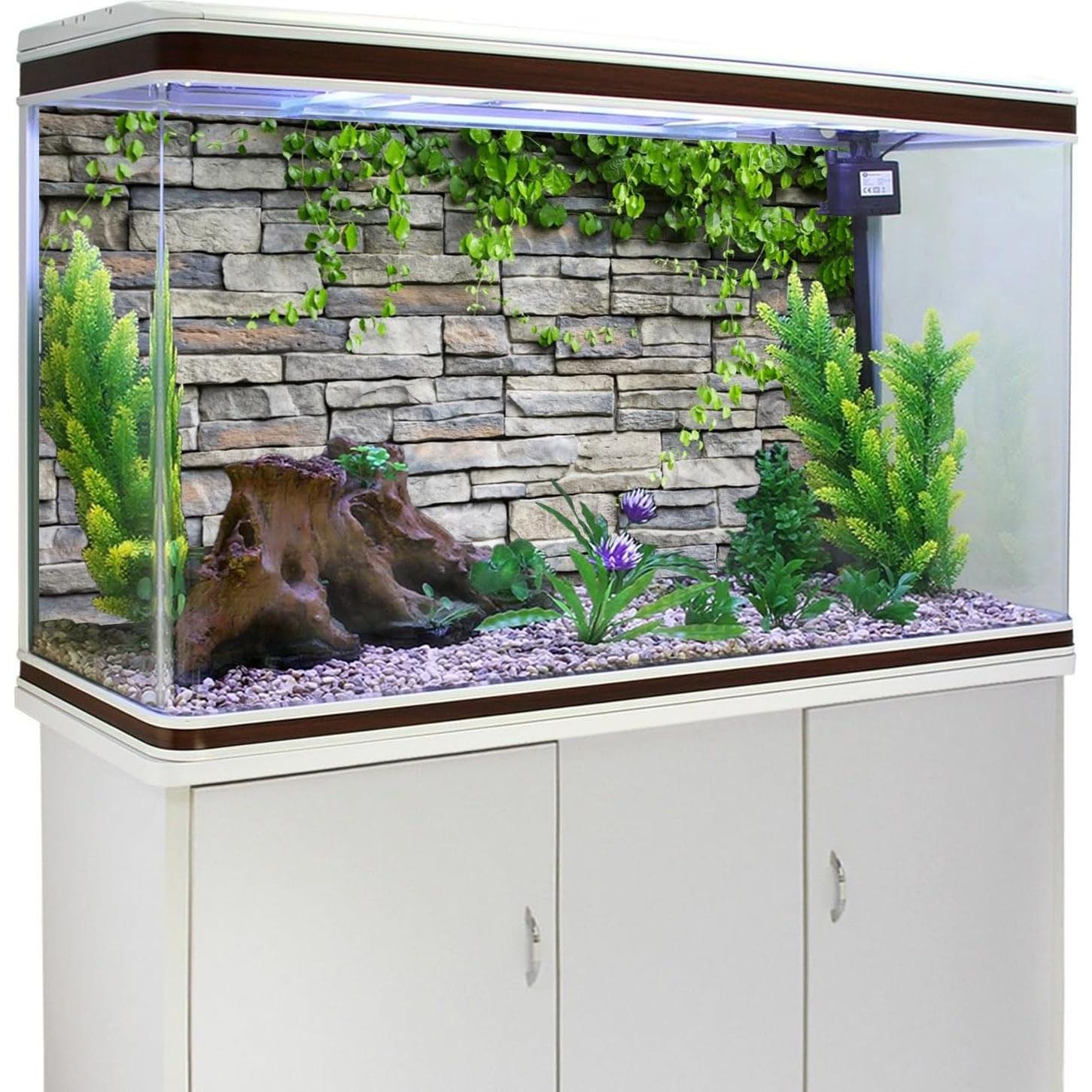 Fondo de Acuario Vinilo AWERT 120x45 cm Ladrillo Rocas