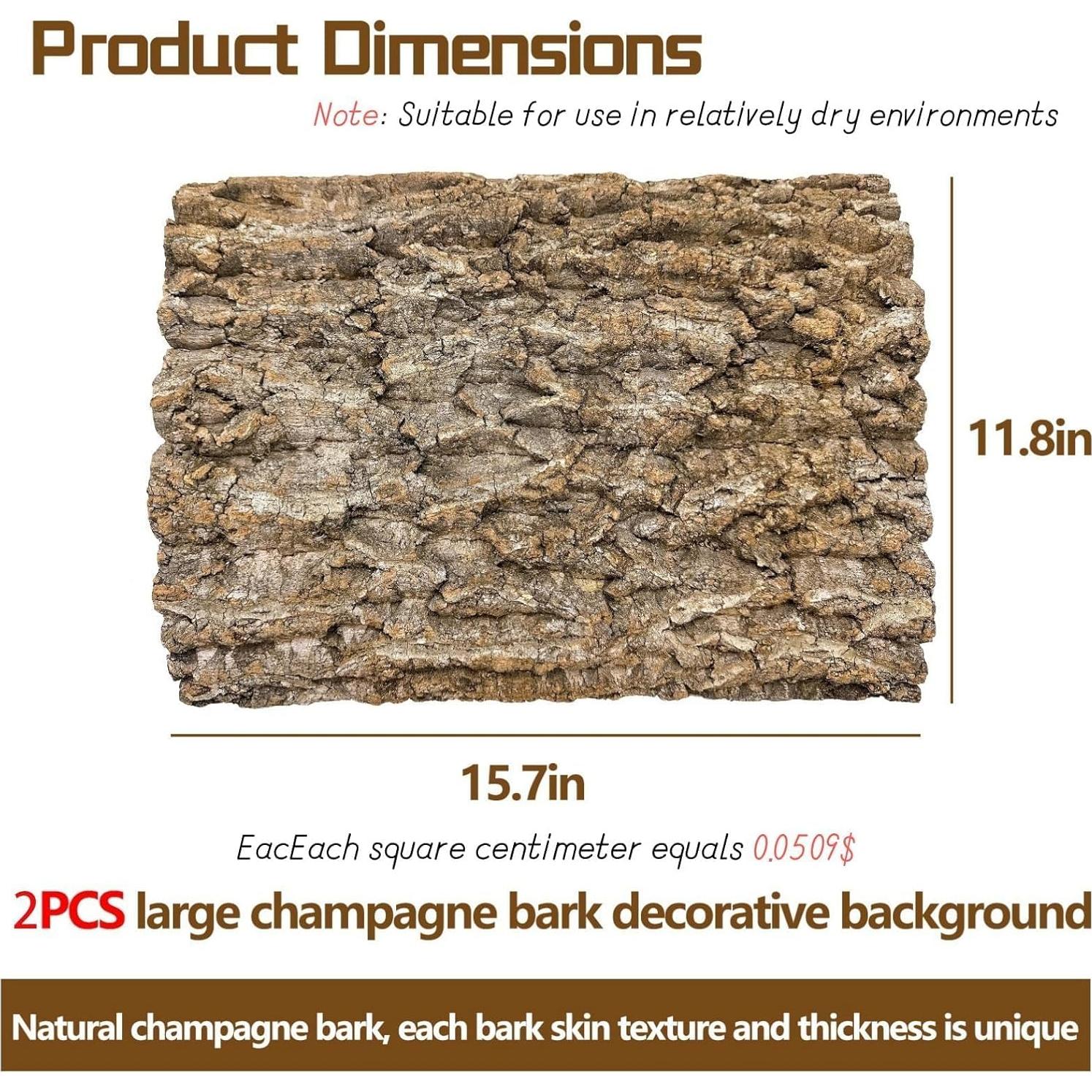 Fondo de Corteza de Corcho Natural 2PCS 40x30cm para Reptiles