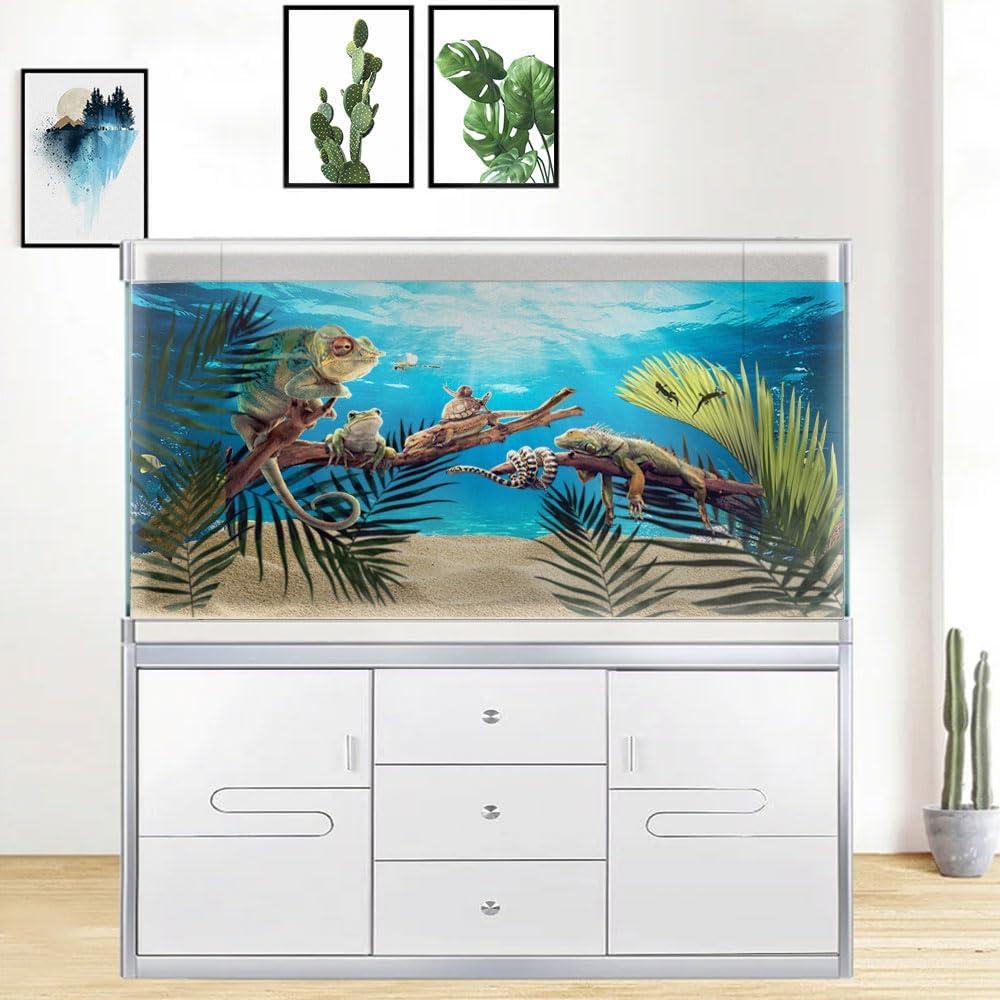 Fondo de Acuario Dtekoj 120x60cm Coral Azul con Cinta