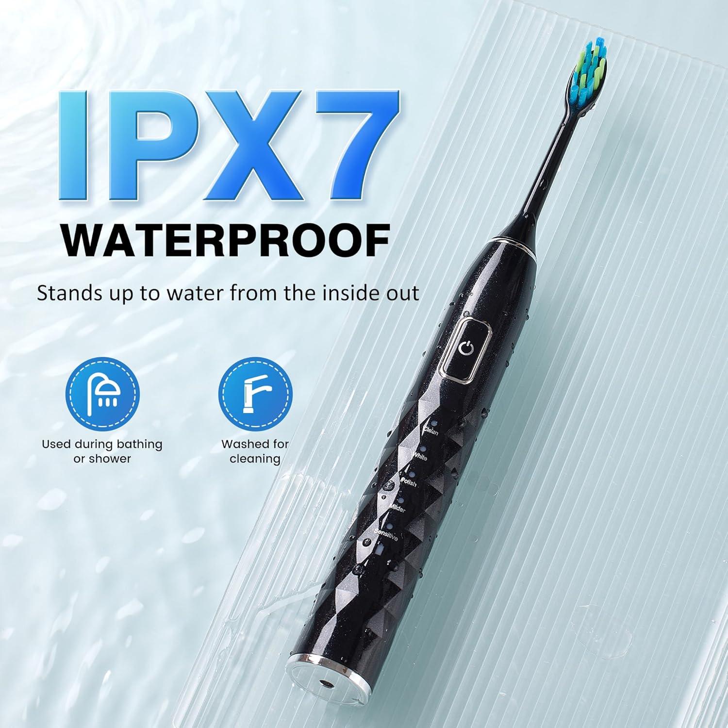 Cepillo de dientes eléctrico ZUAMEGU con 6 cabezales y 5 modos