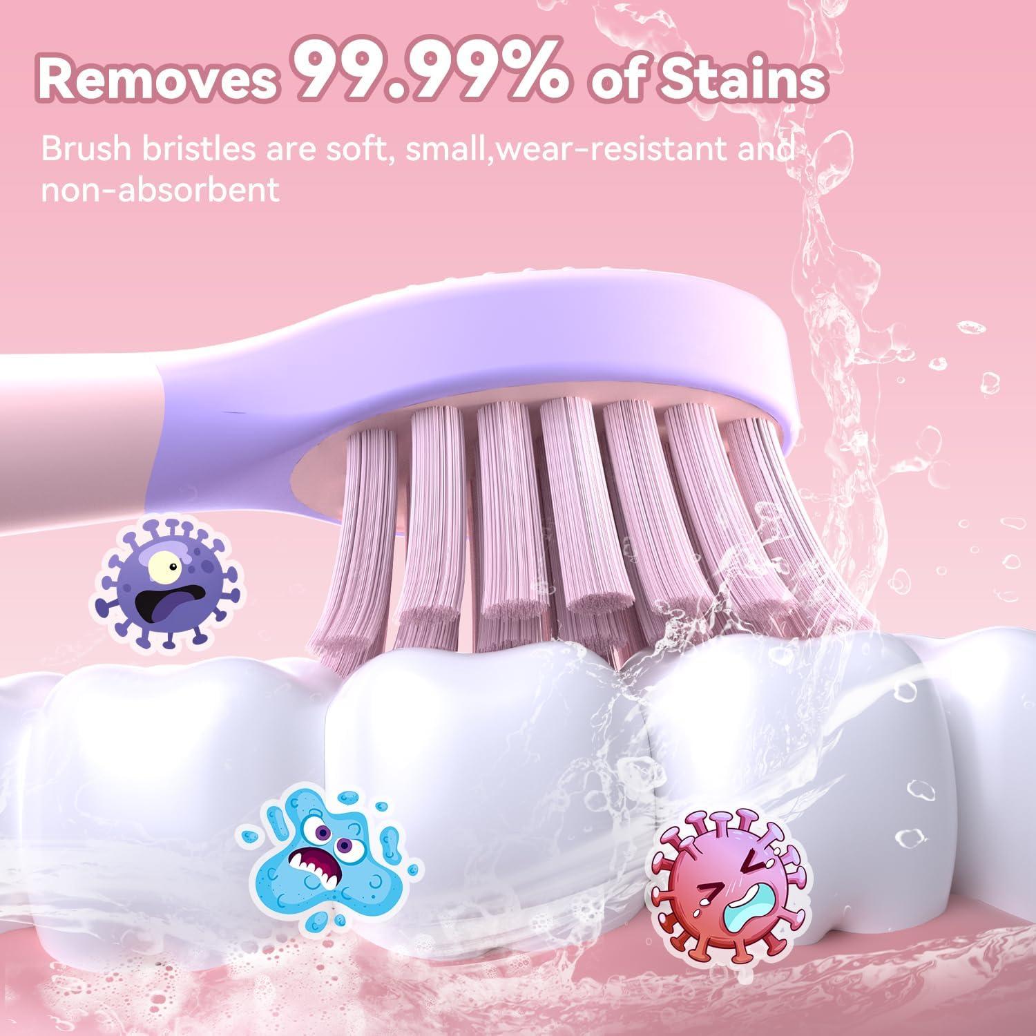 Cepillo de dientes eléctrico JTF para niños rosa recargable