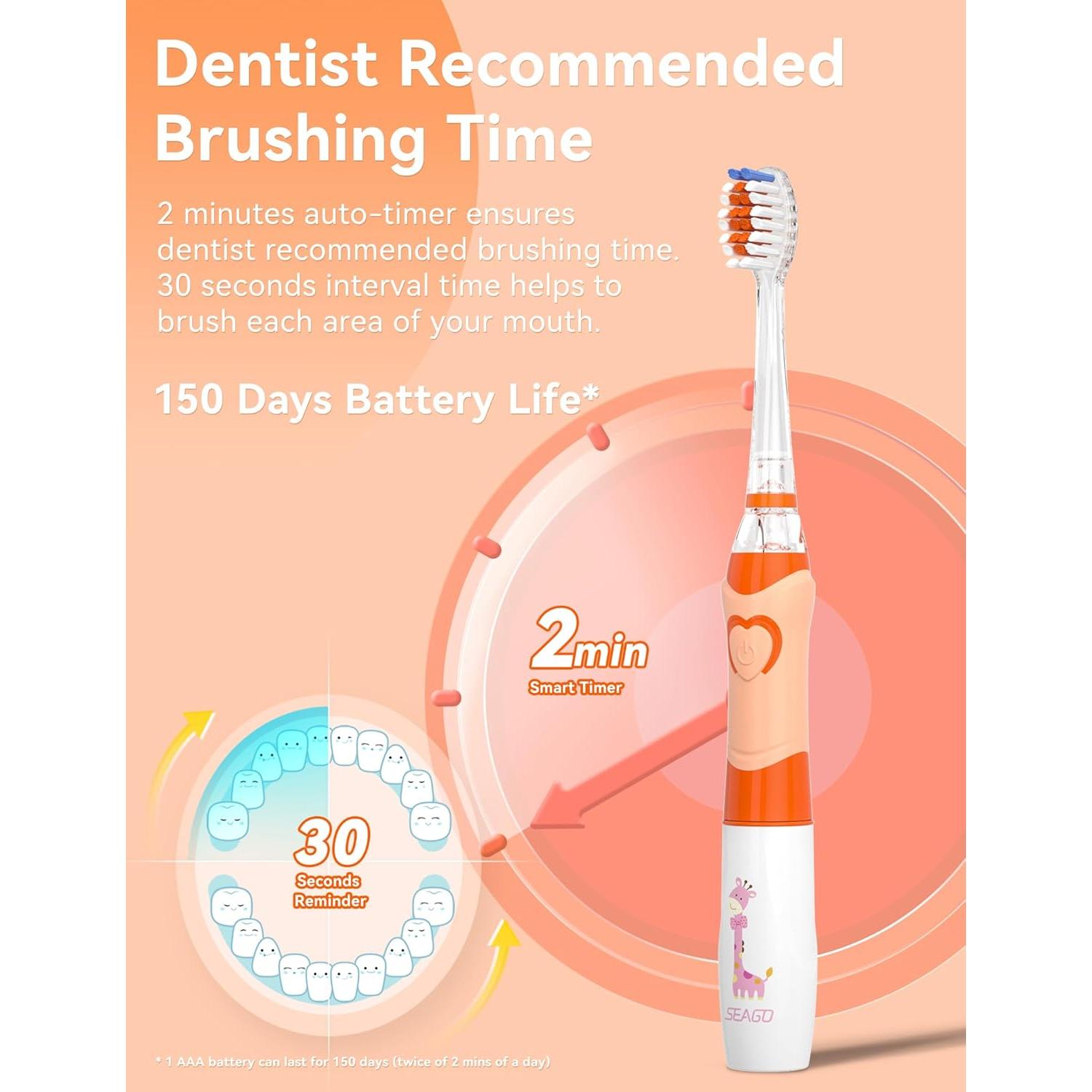 Cepillo de Dientes Eléctrico SEAGO SG-977 para Niños 4-12 Años