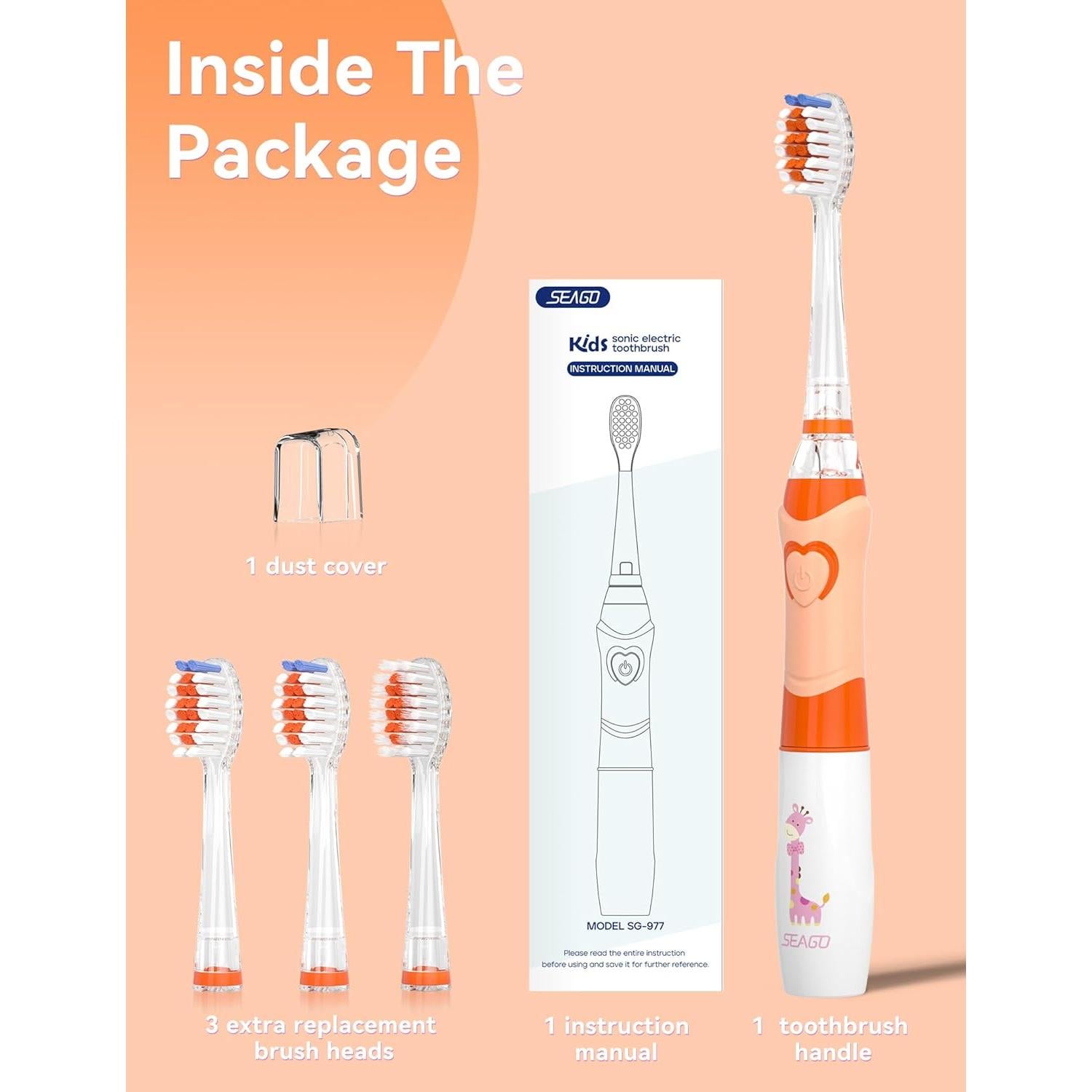 Cepillo de Dientes Eléctrico SEAGO SG-977 para Niños 4-12 Años