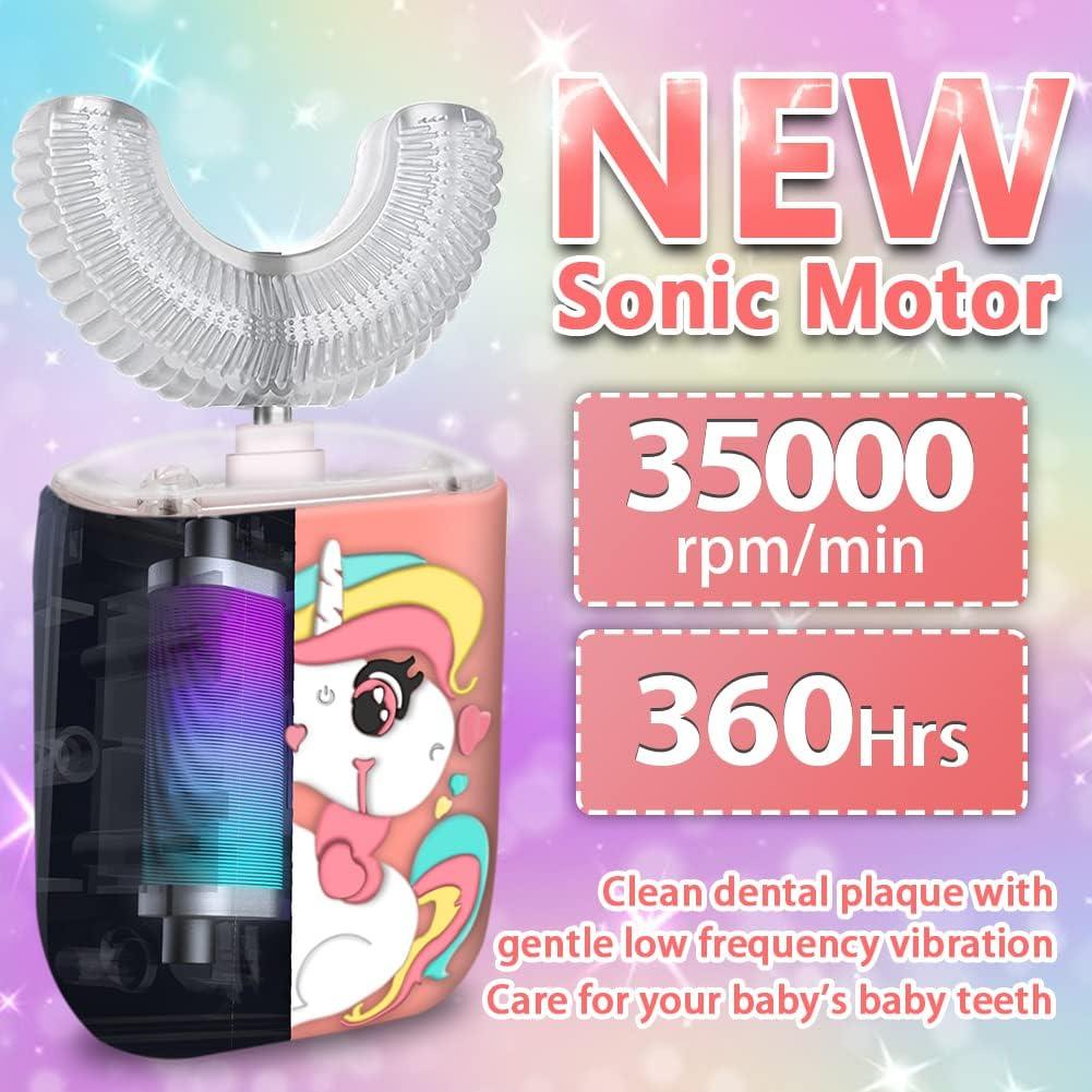 Cepillo de Dientes Eléctrico KRX para Niños 2-7 Años Rosa