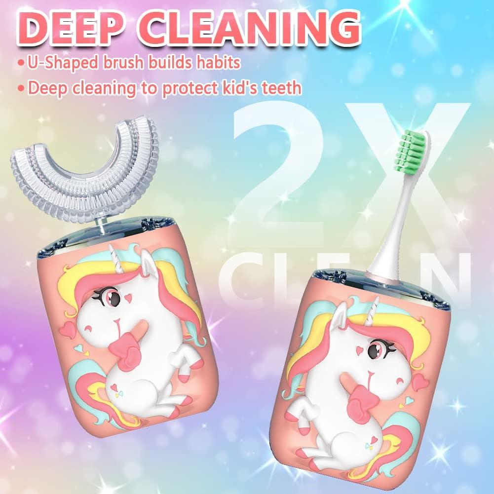 Cepillo de Dientes Eléctrico KRX para Niños 2-7 Años Rosa