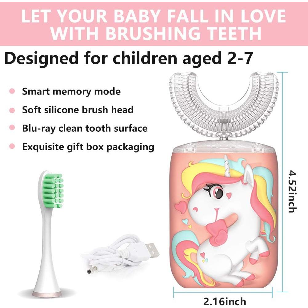 Cepillo de Dientes Eléctrico KRX para Niños 2-7 Años Rosa