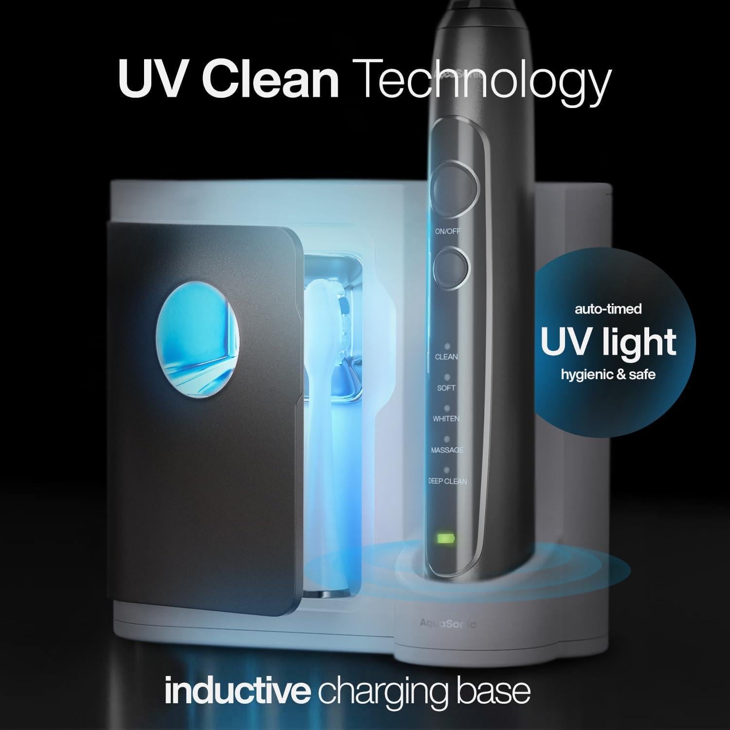 Cepillo de Dientes Eléctrico Aquasonic Vibe Pro - 5 Modos, UV