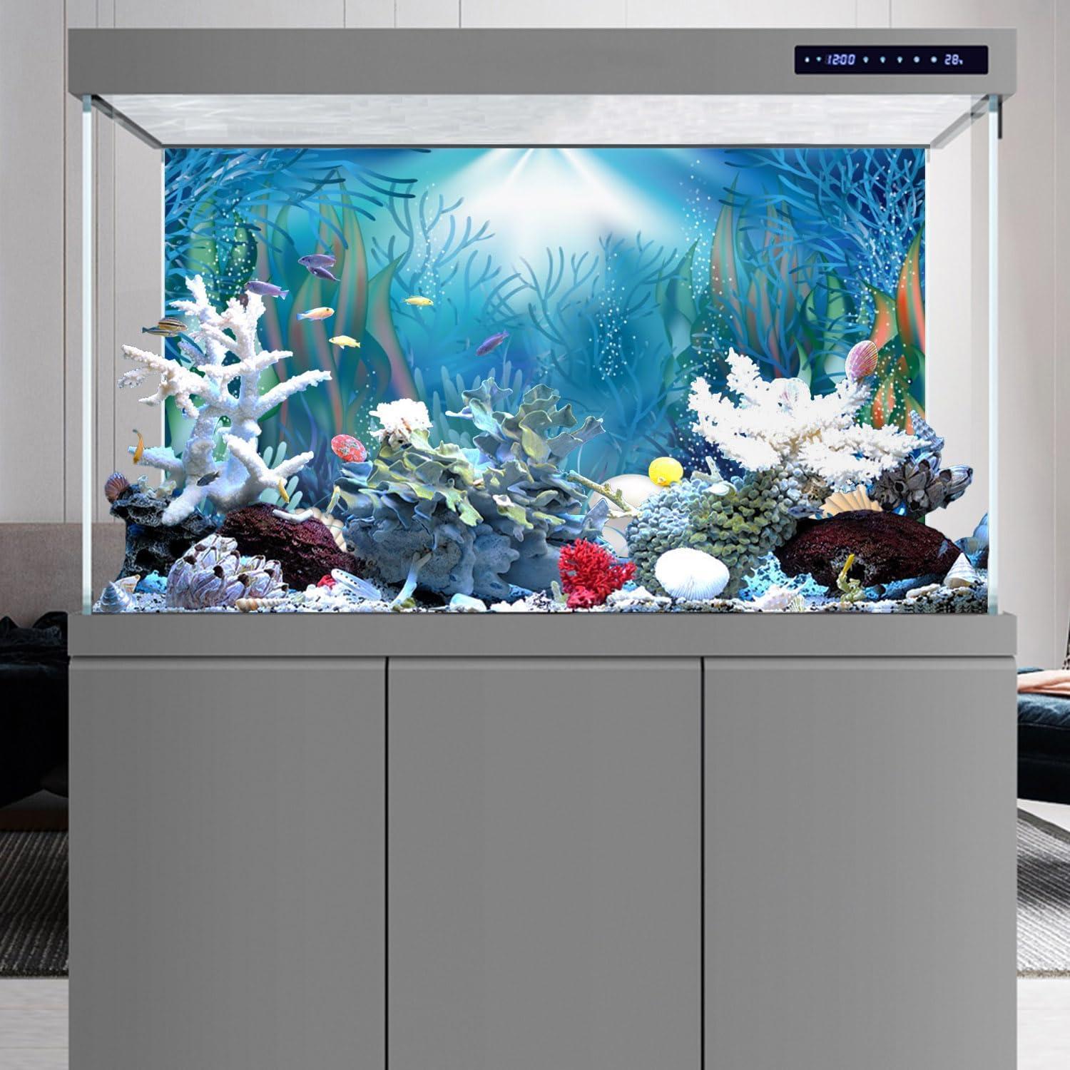 Fondo de Acuario Vinilo 75x45 cm AWERT Coral Plantas