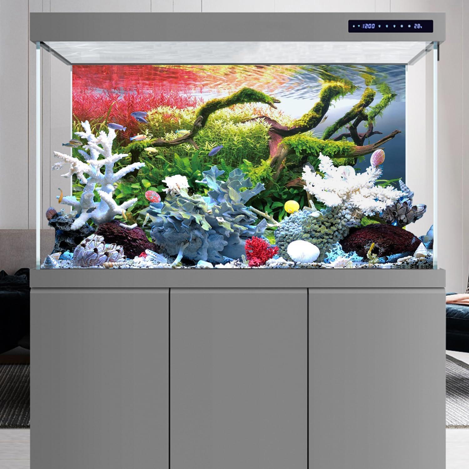 Fondo de Acuario Vinilo AWERT 120x45 cm Ramas y Piedras