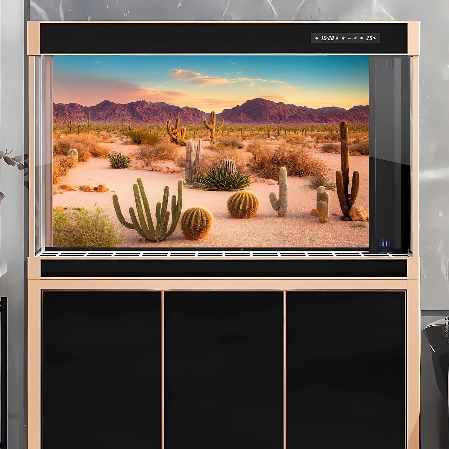 Fondo de Acuario Vinilo 76x46cm Cactus Desierto Sahara