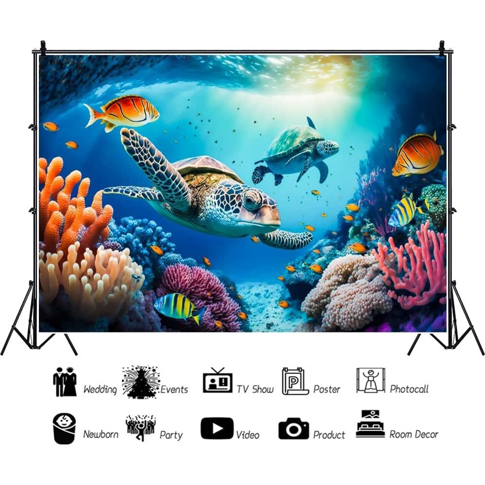 Fondo de Fotografía Submarino Yeele 2.5x1.8m Tortugas Marinas