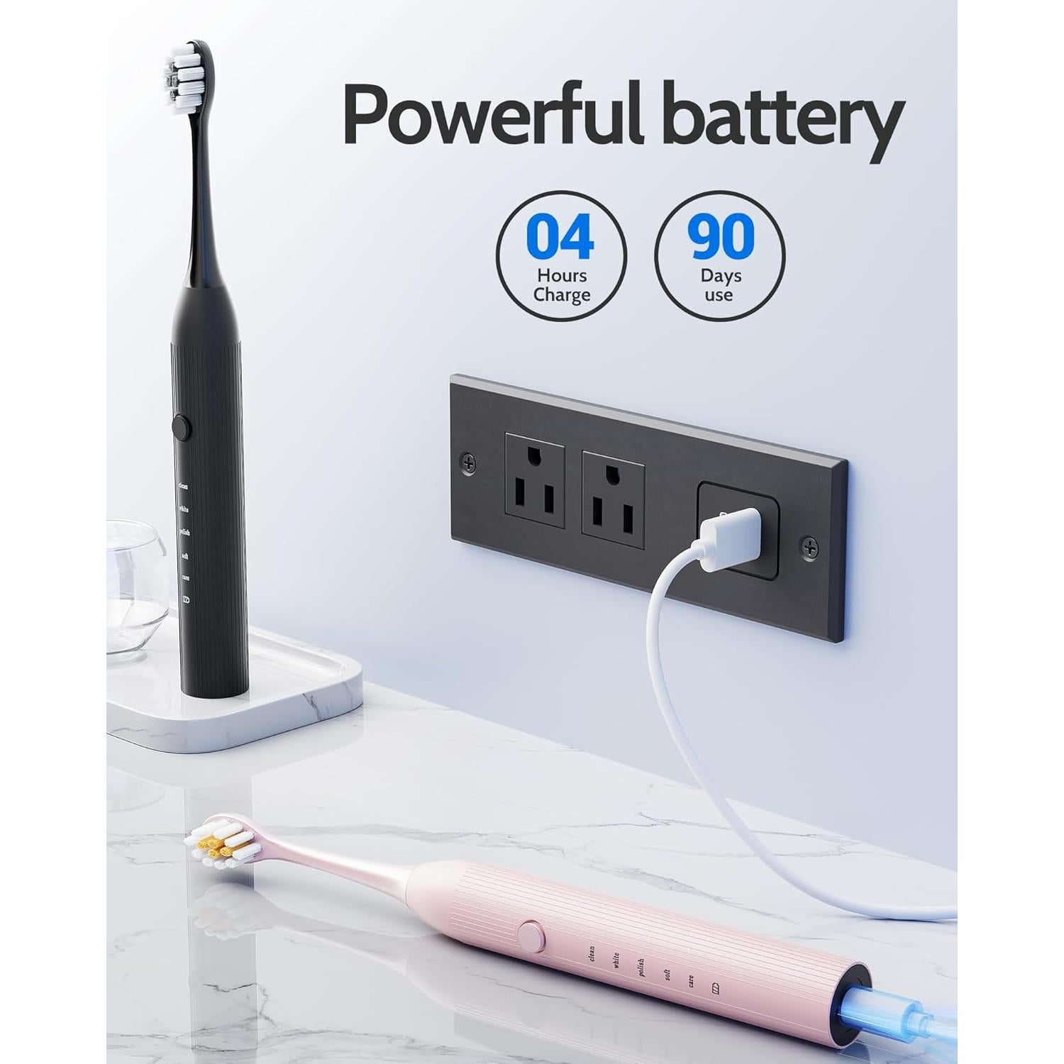 Juego de Cepillos de Dientes Eléctricos CindyLary 2 Paquetes 12 Cabezas