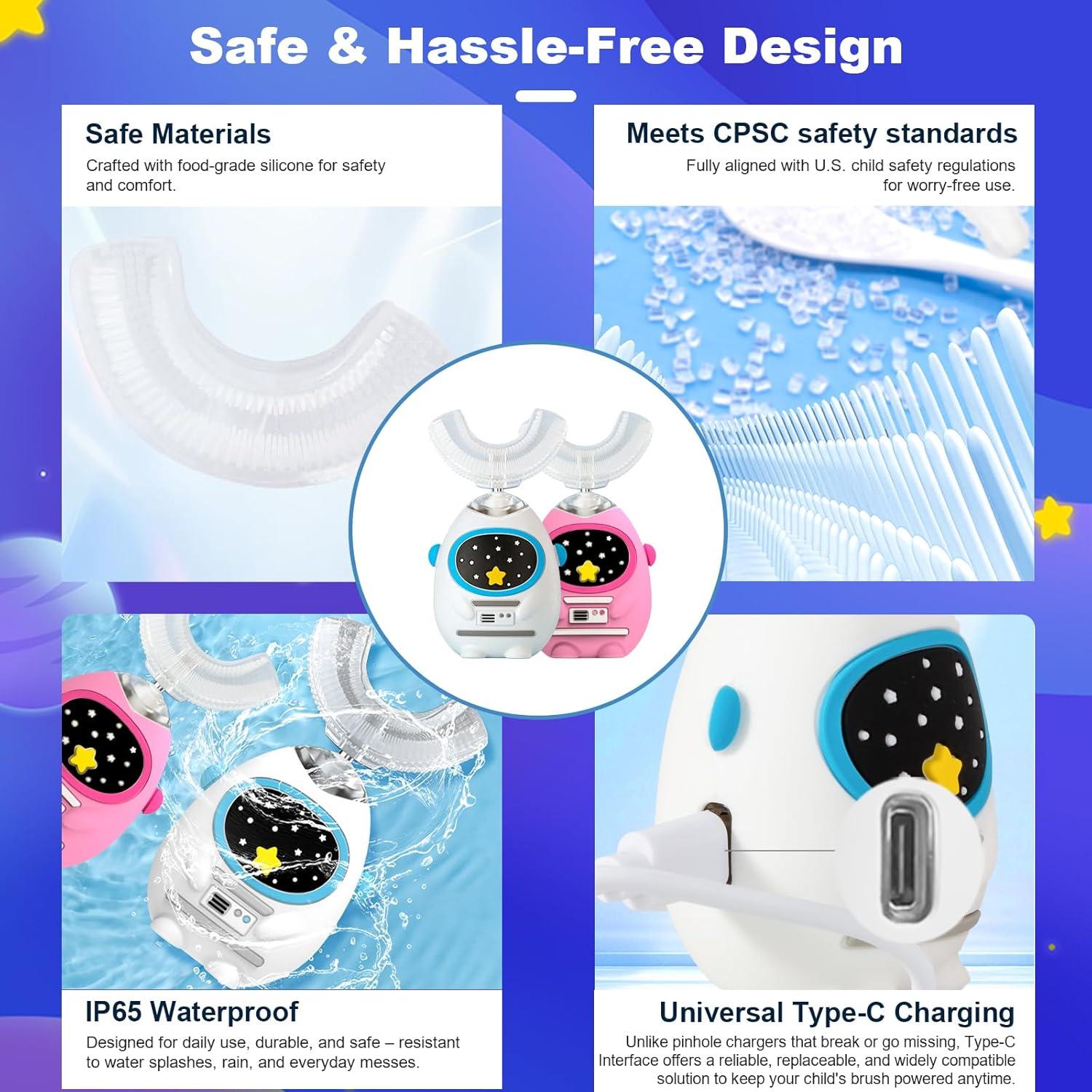 Cepillo de Dientes Eléctrico U Niños FanHwaDaiMung Rosa 3 Modos