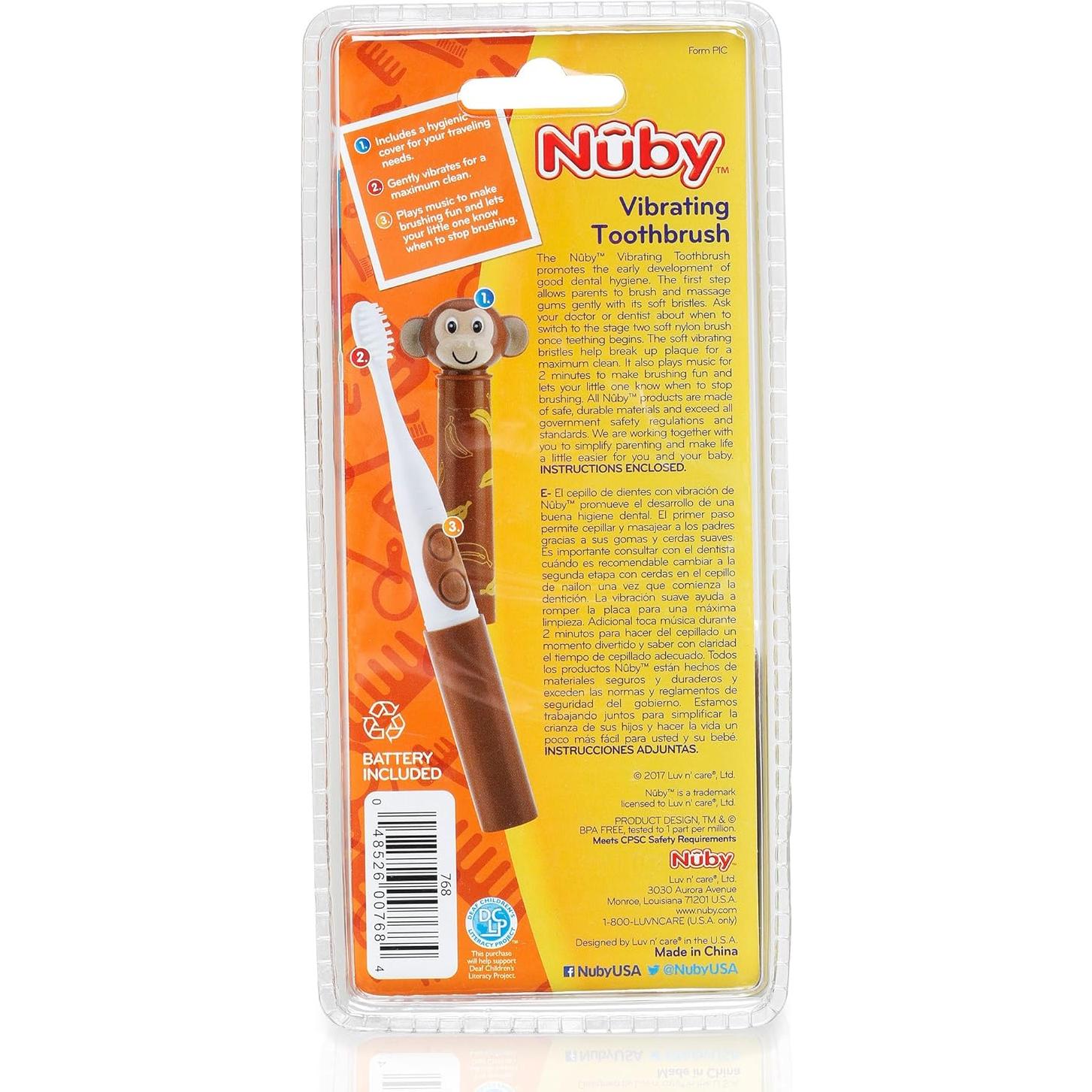 Cepillo de Dientes Eléctrico Nuby Mono con Música y 2 Cabezales