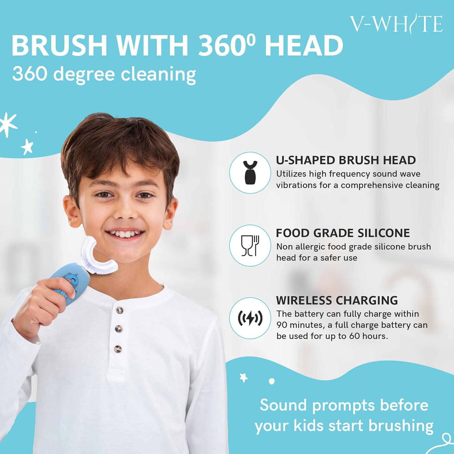Cepillo de Dientes Eléctrico V-WHITE para Niños 360°