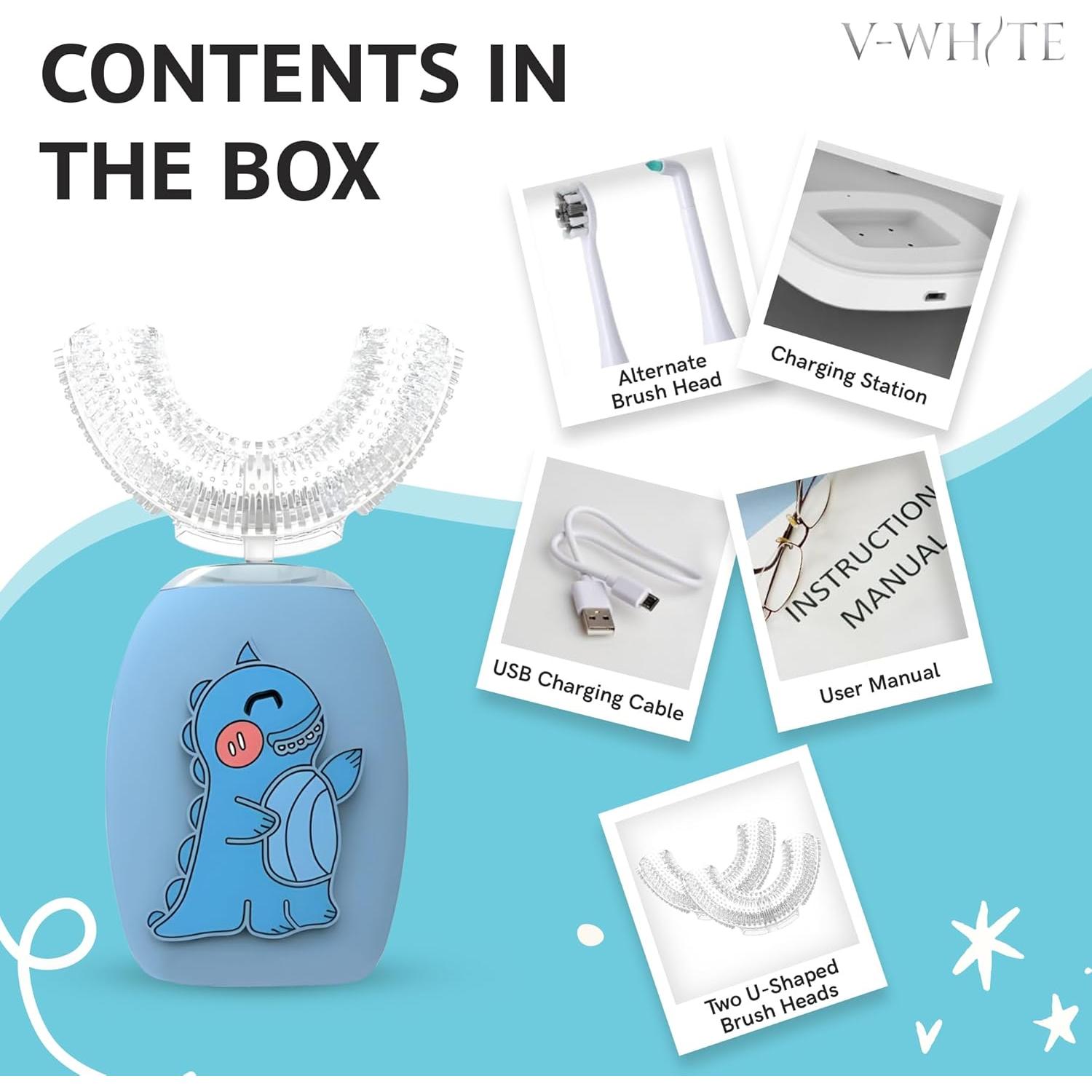 Cepillo de Dientes Eléctrico V-WHITE para Niños 360°