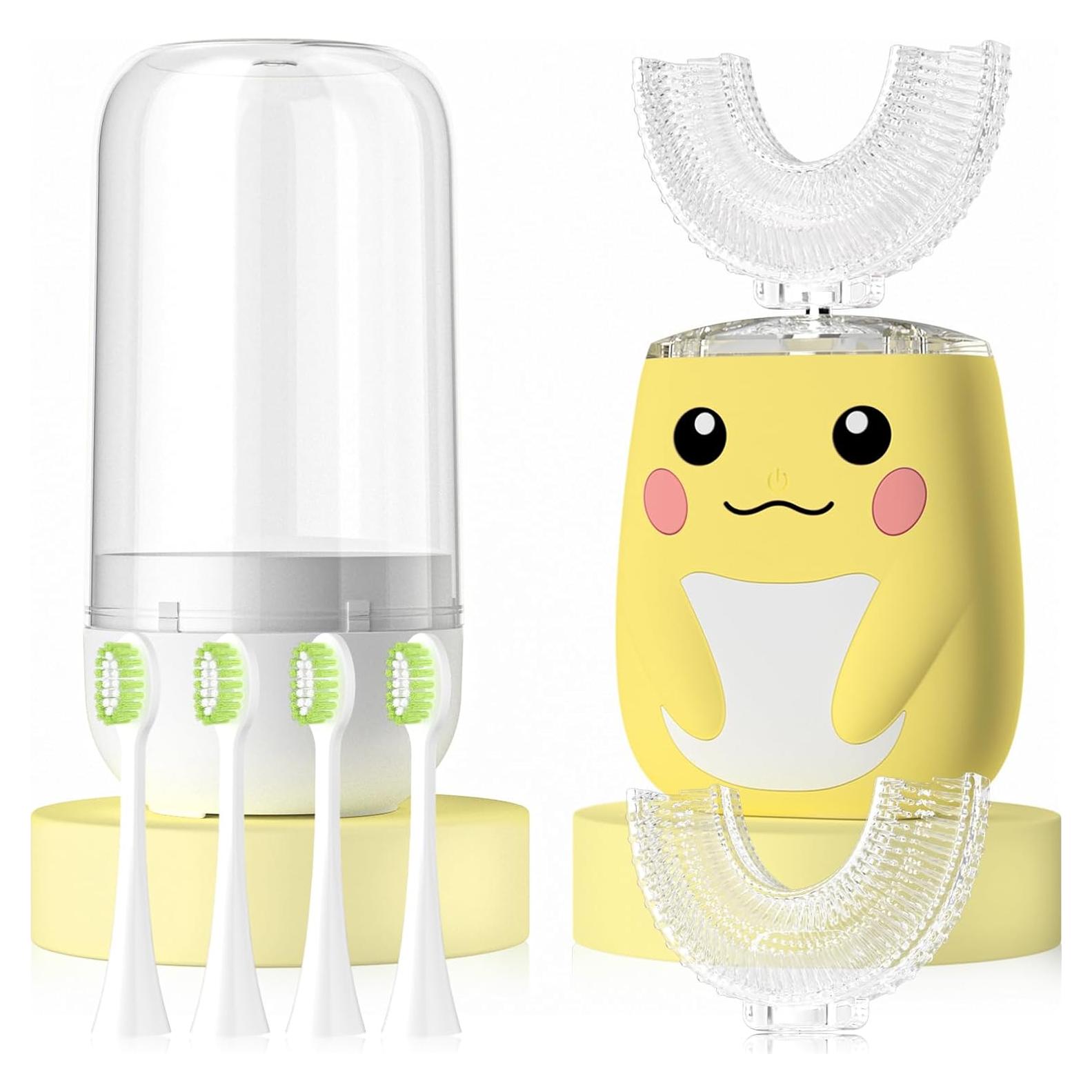 Cepillo de Dientes Eléctrico ELOTAME U para Niños 2-7 Años Amarillo