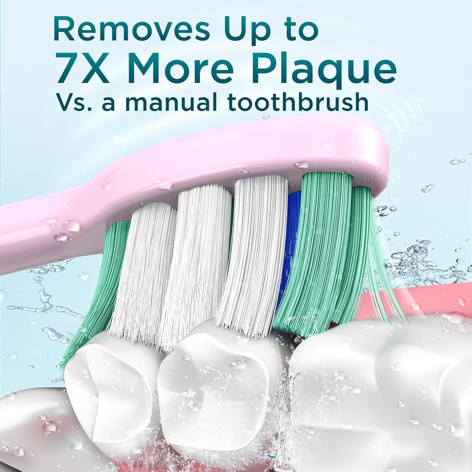 Cepillo de Dientes Eléctrico Fronix Sonic Rosa con 8 Cabezas