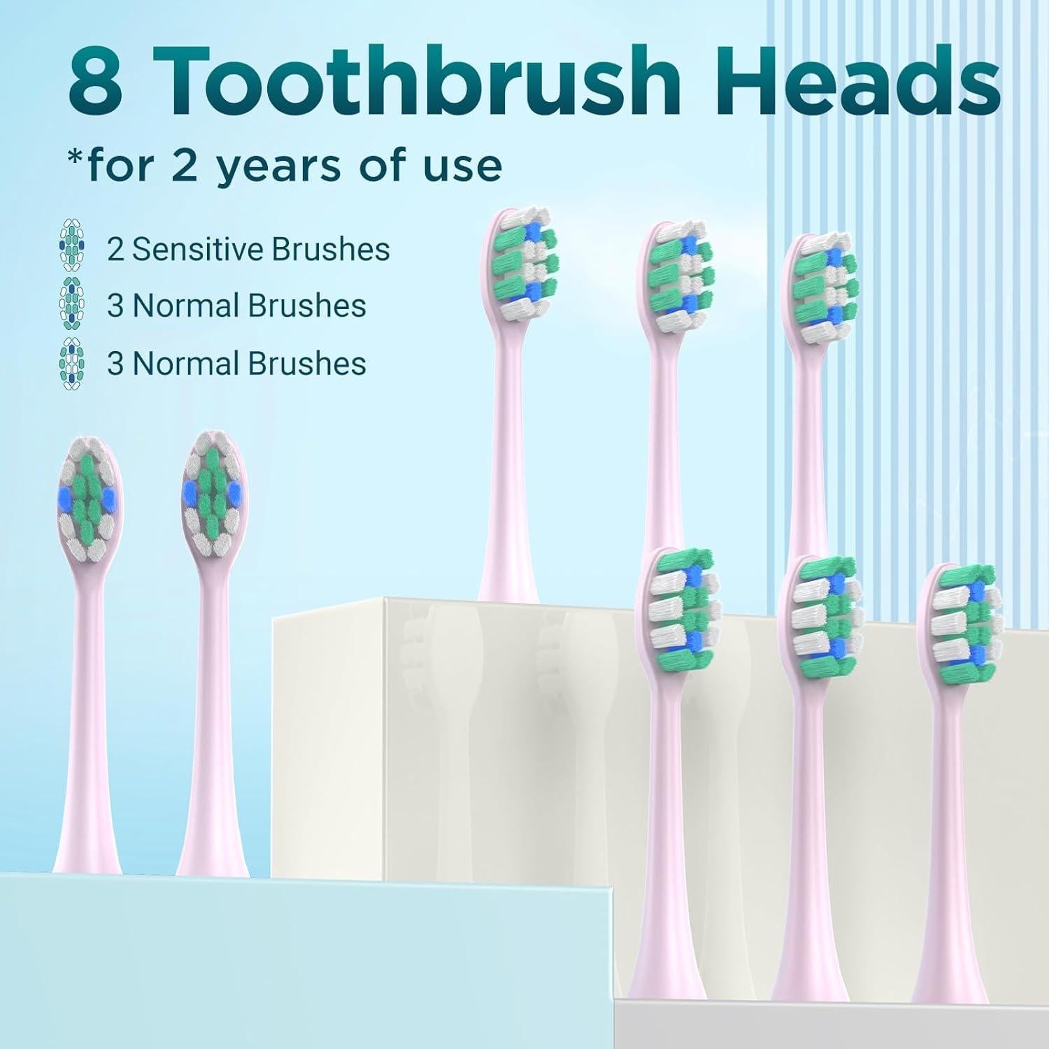 Cepillo de Dientes Eléctrico Fronix Sonic Rosa con 8 Cabezas