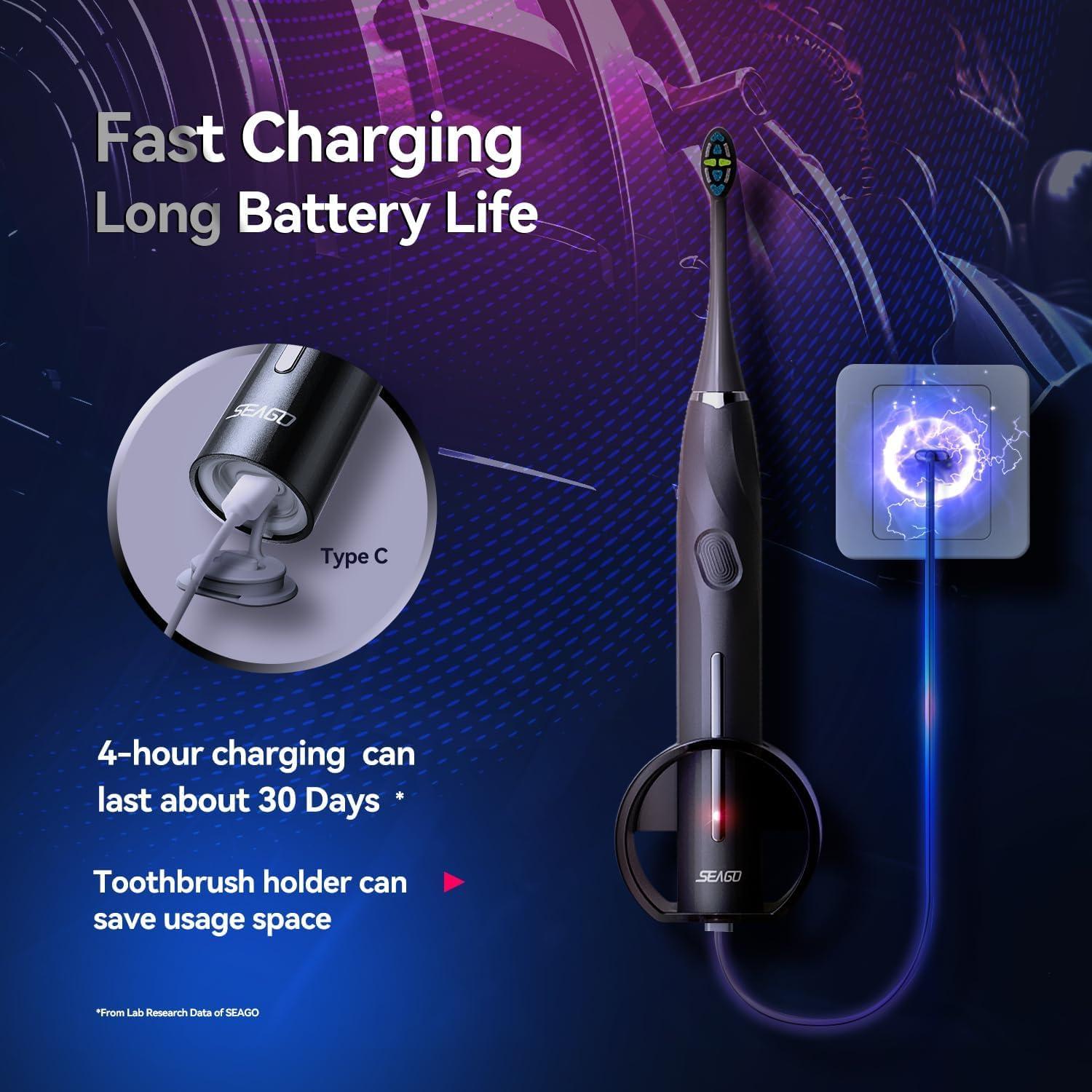 Cepillo de Dientes Eléctrico SEAGO SG-2752 con 8 Cabezas y Sensor