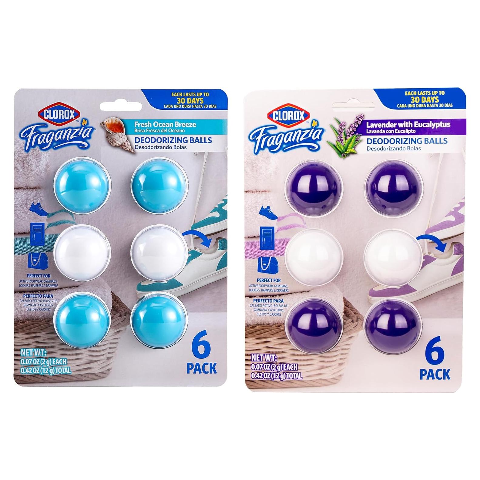 Bolas Desodorantes Clorox Fraganzia - 6 Unidades Brisa Oceánica y Lavanda