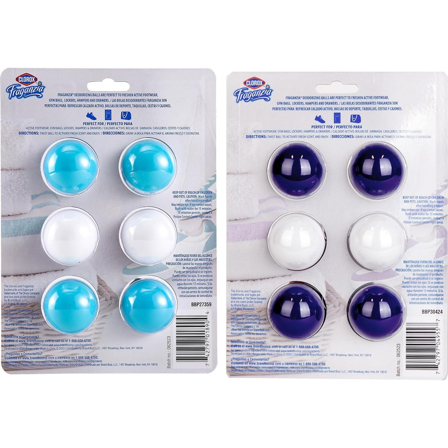 Bolas Desodorantes Clorox Fraganzia - 6 Unidades Brisa Oceánica y Lavanda