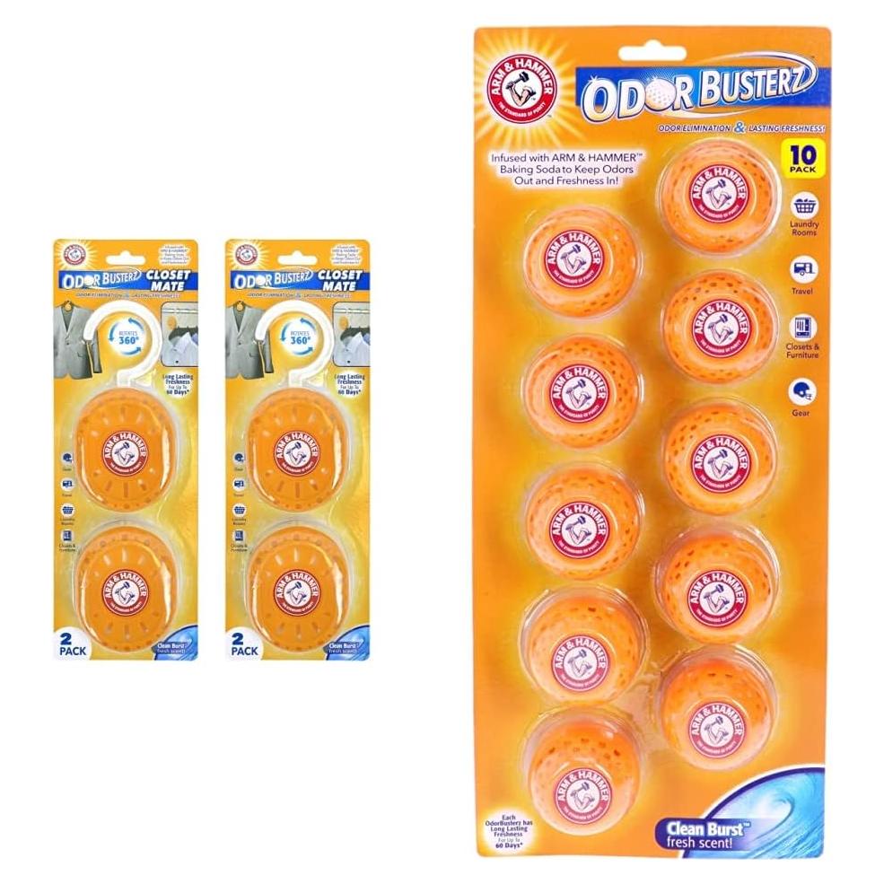 Paquete Eliminador de Olores Arm & Hammer 4 Closet Mate + 10 Bolas