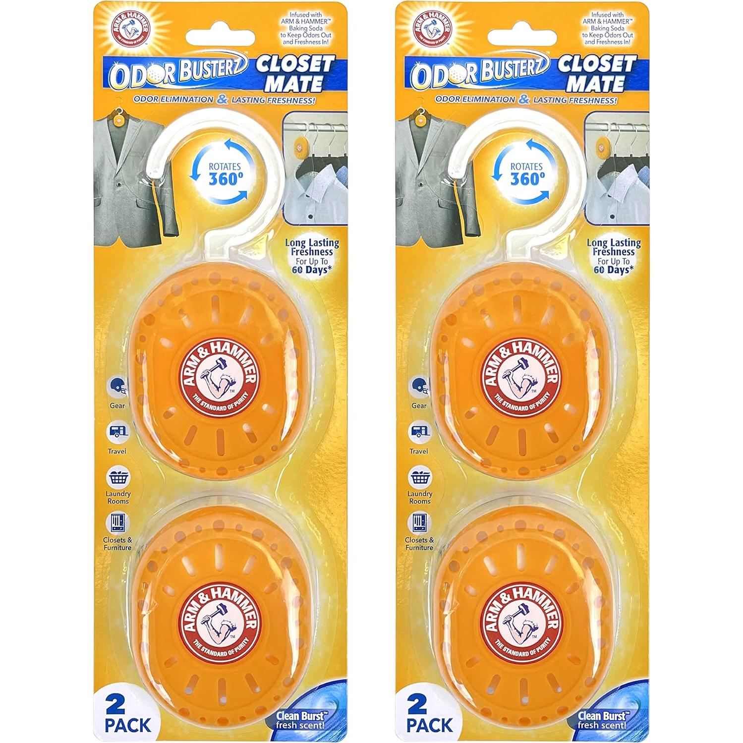Paquete Eliminador de Olores Arm & Hammer 4 Closet Mate + 10 Bolas