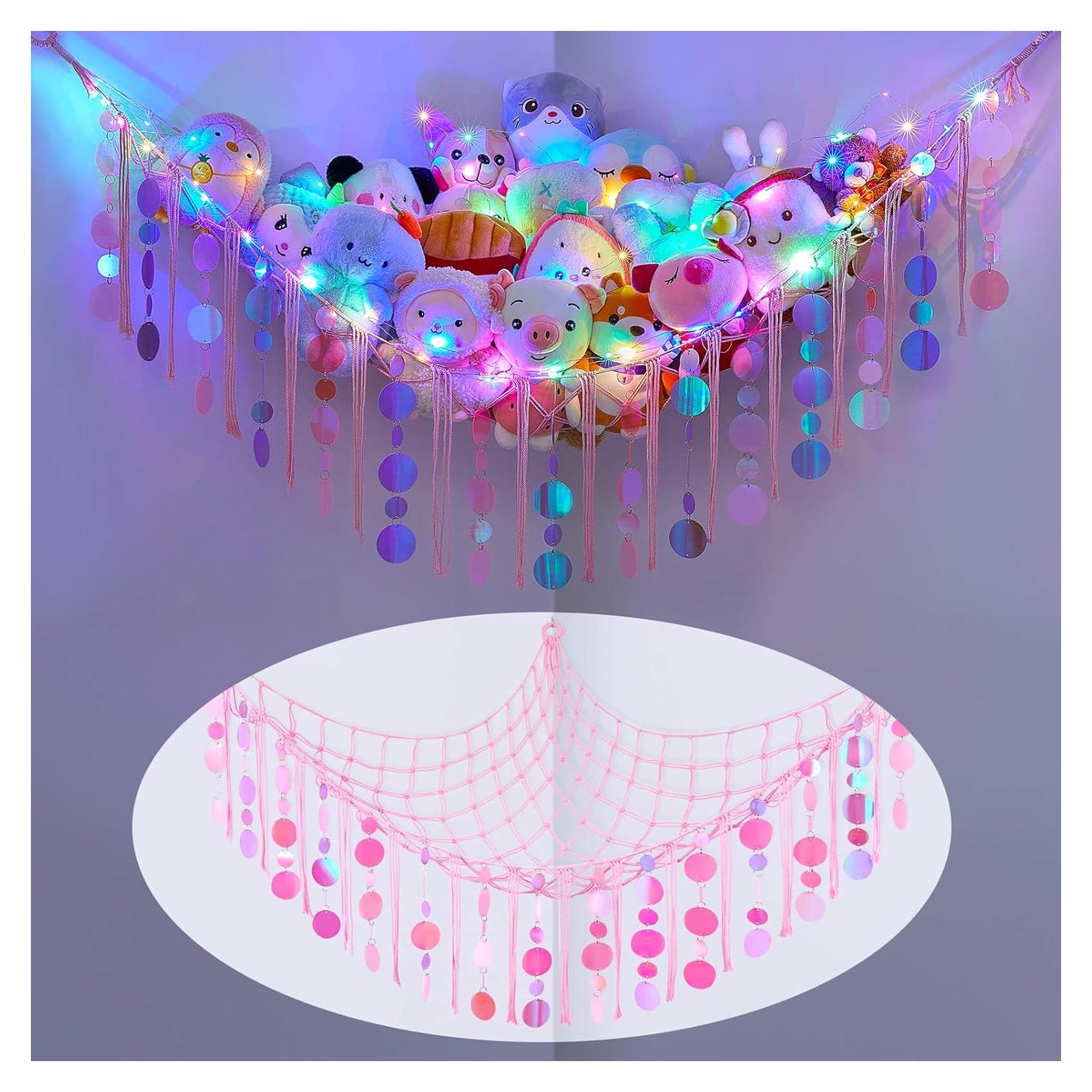 Organizador de Juguetes FIOBEE con Luz LED Rosa Claro 100x150cm