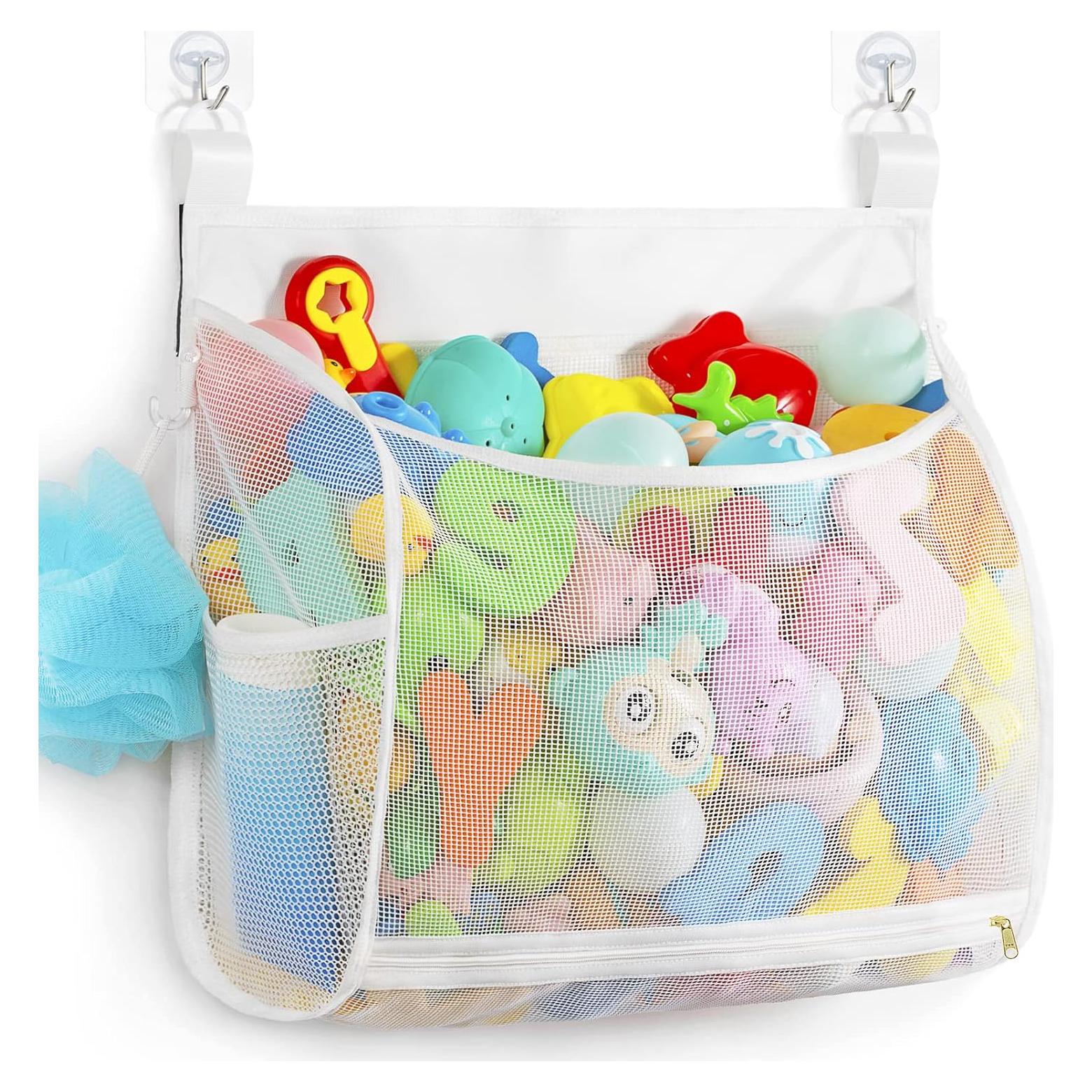 Organizador de Juguetes de Baño Ligereza Malla Expandible Blanco