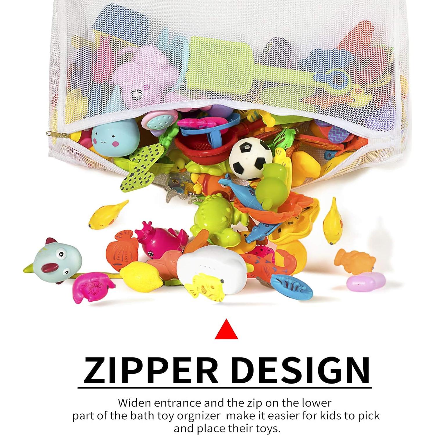 Organizador de Juguetes de Baño Ligereza Malla Expandible Blanco