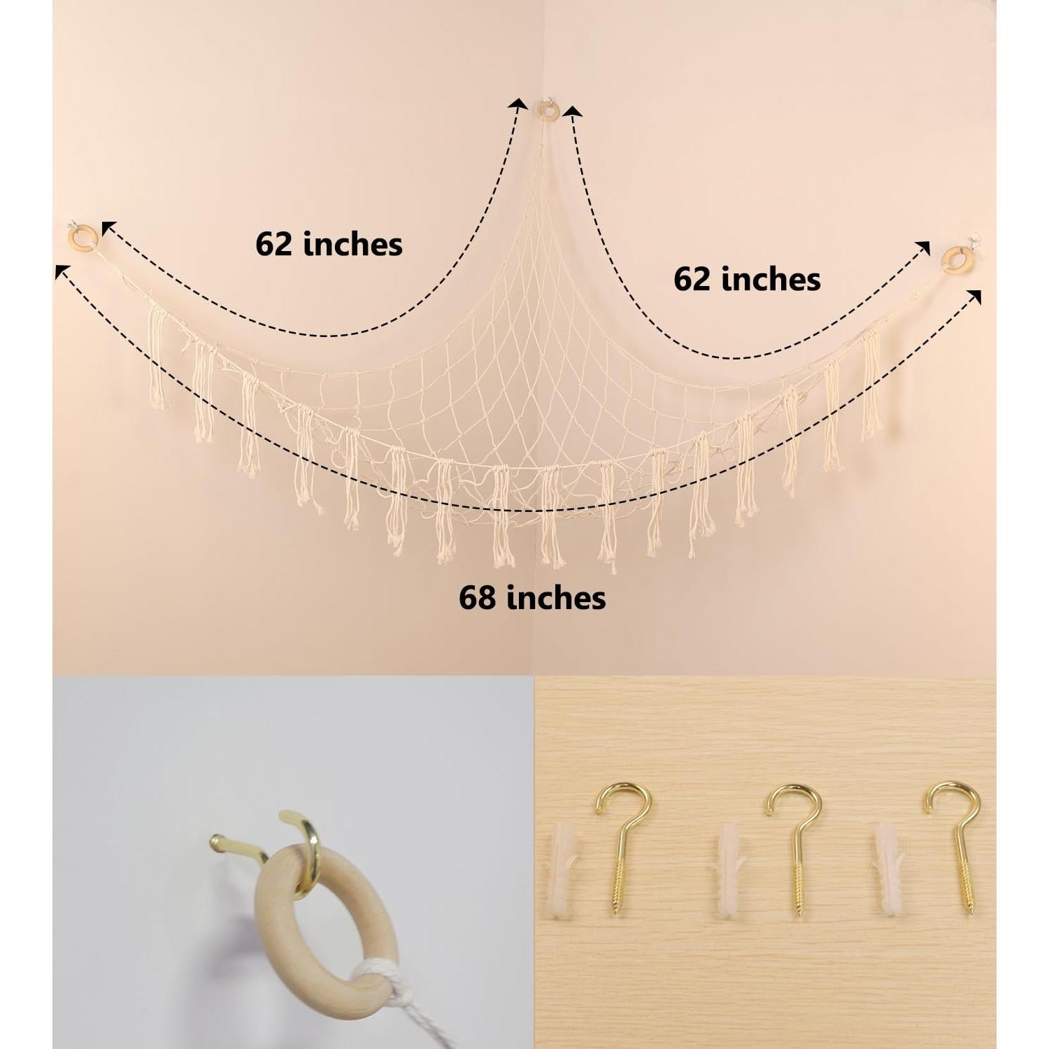 Hamaca Organizador de Juguetes de Peluche Badigo 172.7x157.5cm