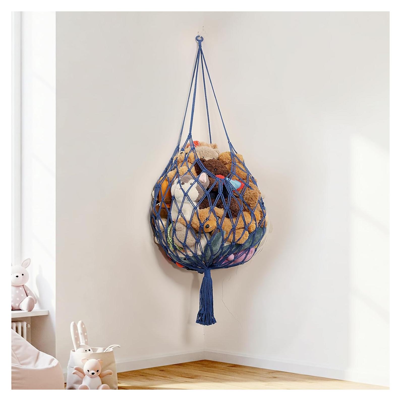 Hamaca Colgante de Almacenamiento de Peluches Amder Azul 50x152 cm