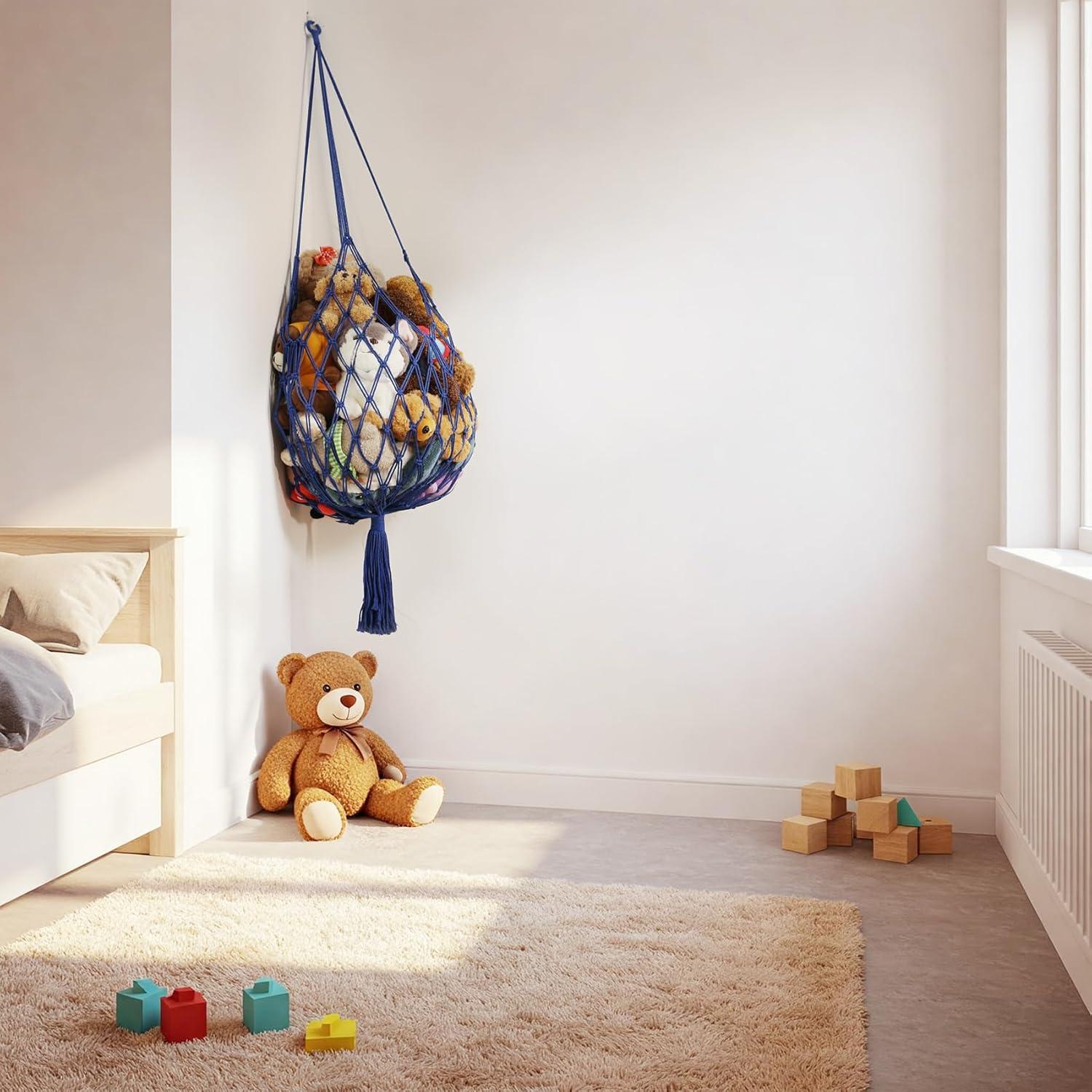 Hamaca Colgante de Almacenamiento de Peluches Amder Azul 50x152 cm