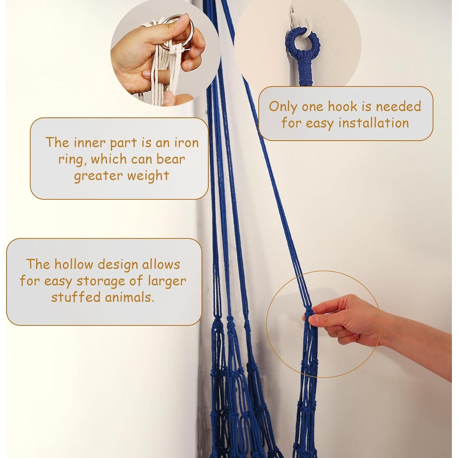 Hamaca Colgante de Almacenamiento de Peluches Amder Azul 50x152 cm