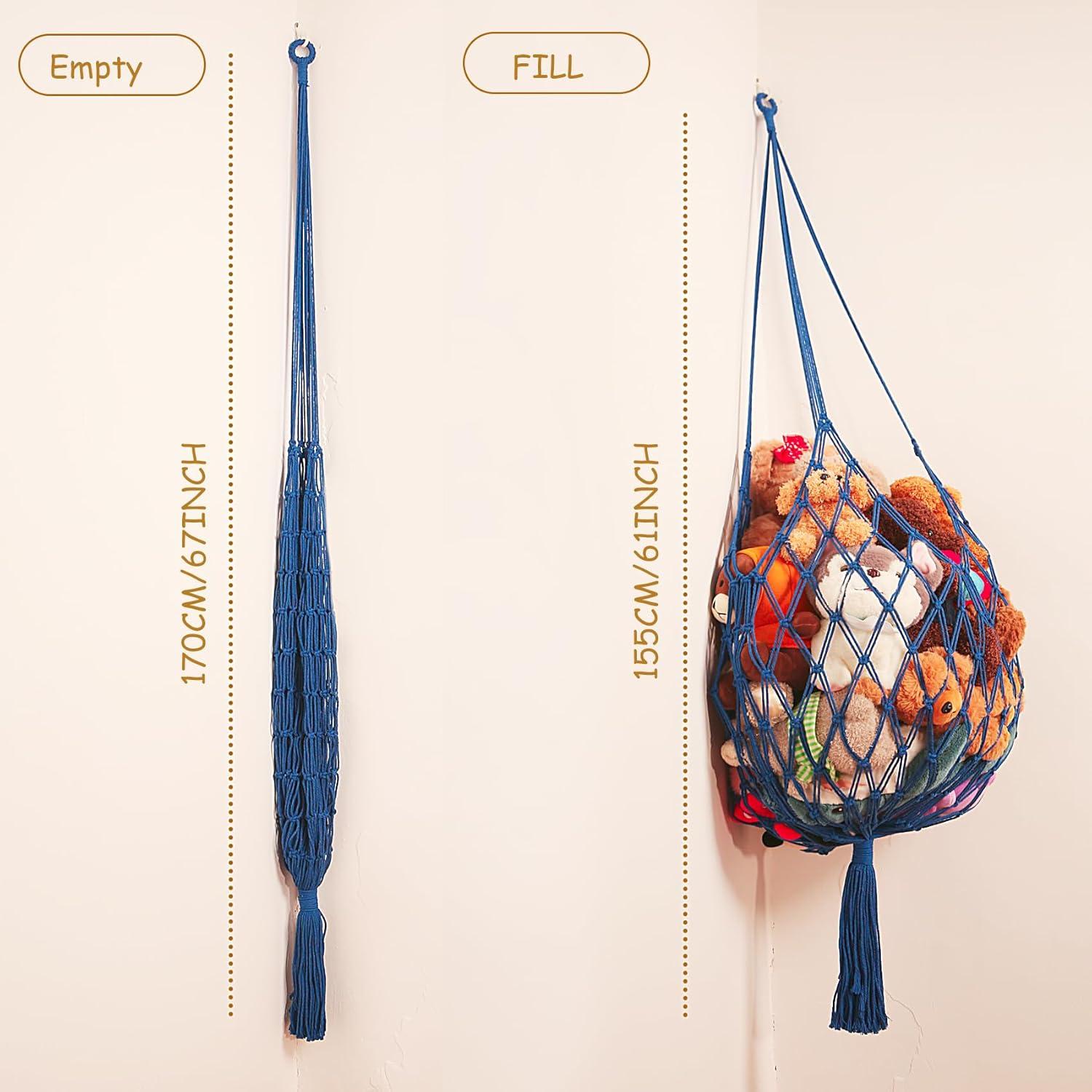 Hamaca Colgante de Almacenamiento de Peluches Amder Azul 50x152 cm