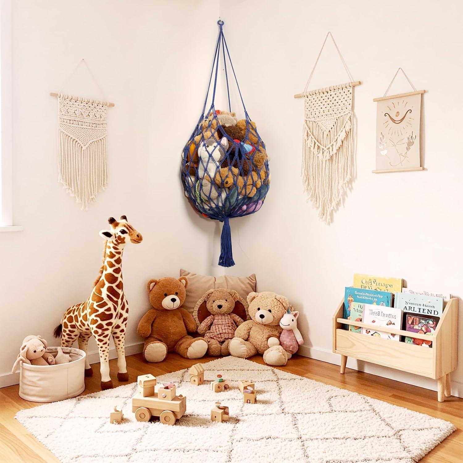 Hamaca Colgante de Almacenamiento de Peluches Amder Azul 50x152 cm