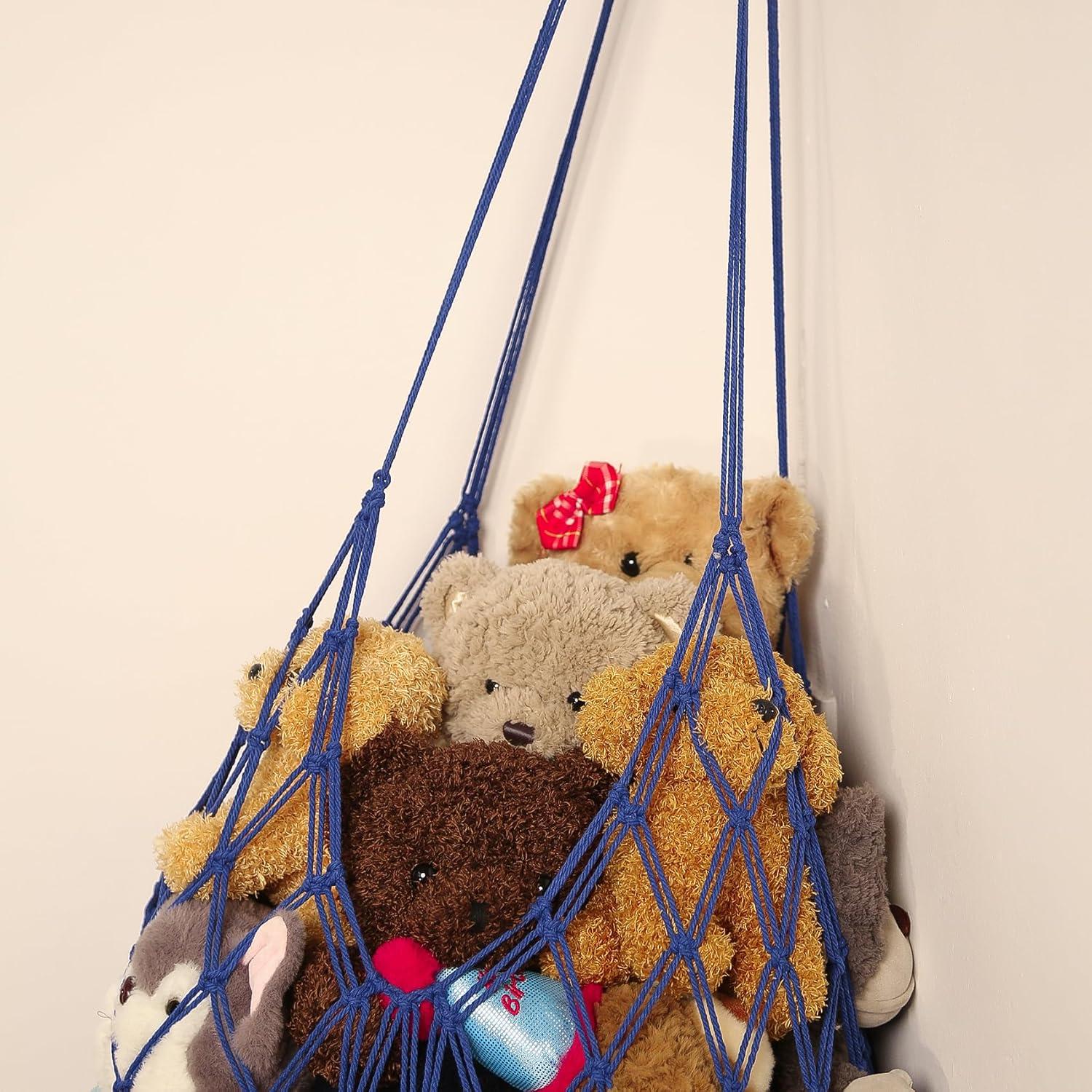 Hamaca Colgante de Almacenamiento de Peluches Amder Azul 50x152 cm