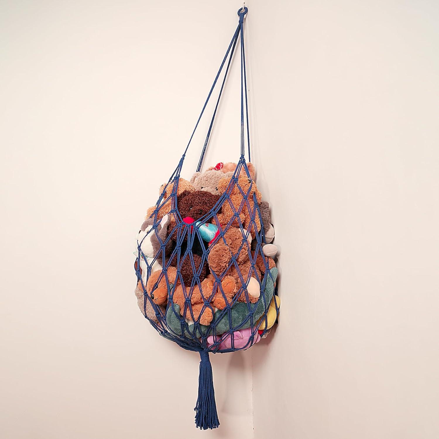 Hamaca Colgante de Almacenamiento de Peluches Amder Azul 50x152 cm