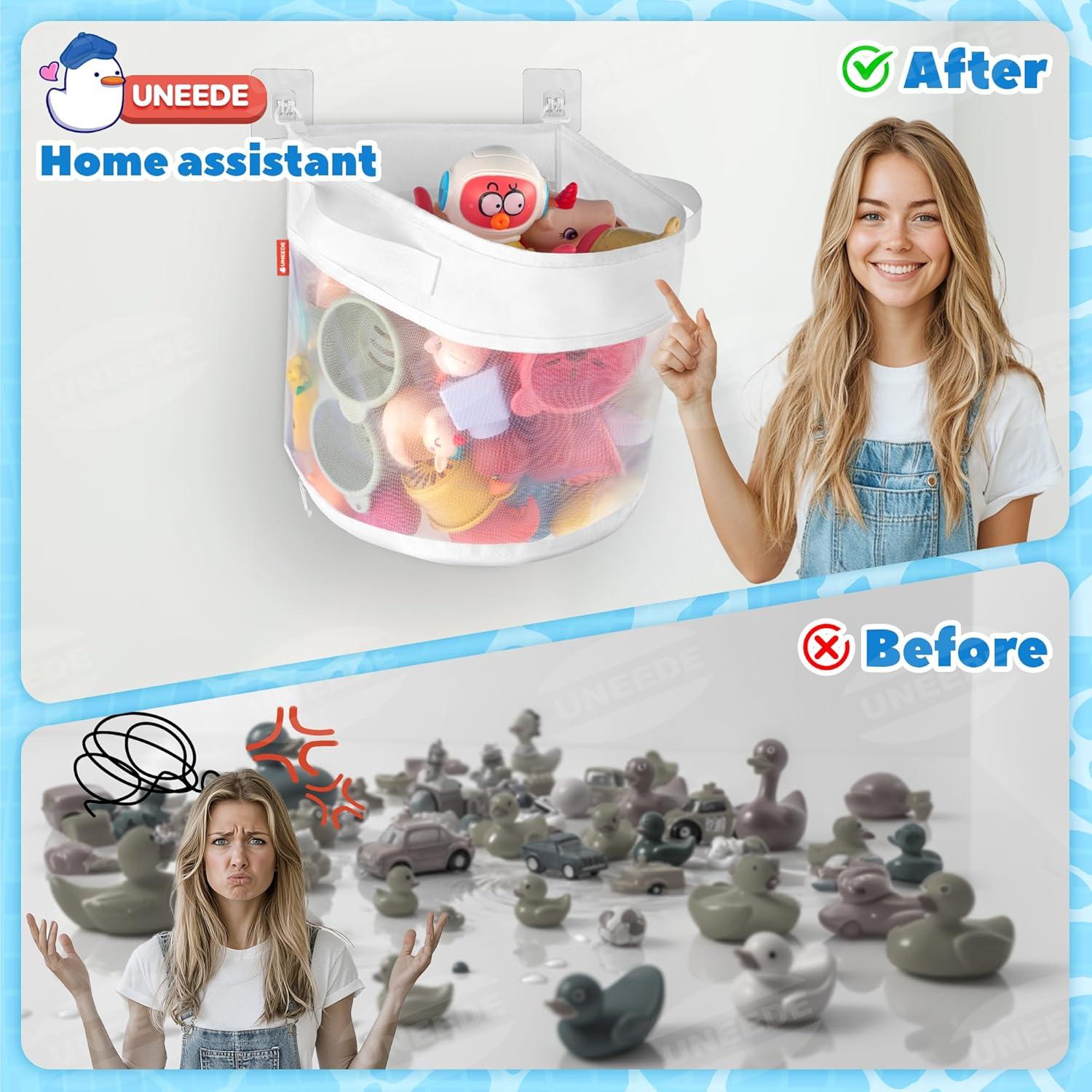 Organizador de Juguetes de Baño UNEEDE, 15 L, Malla Secado Rápido